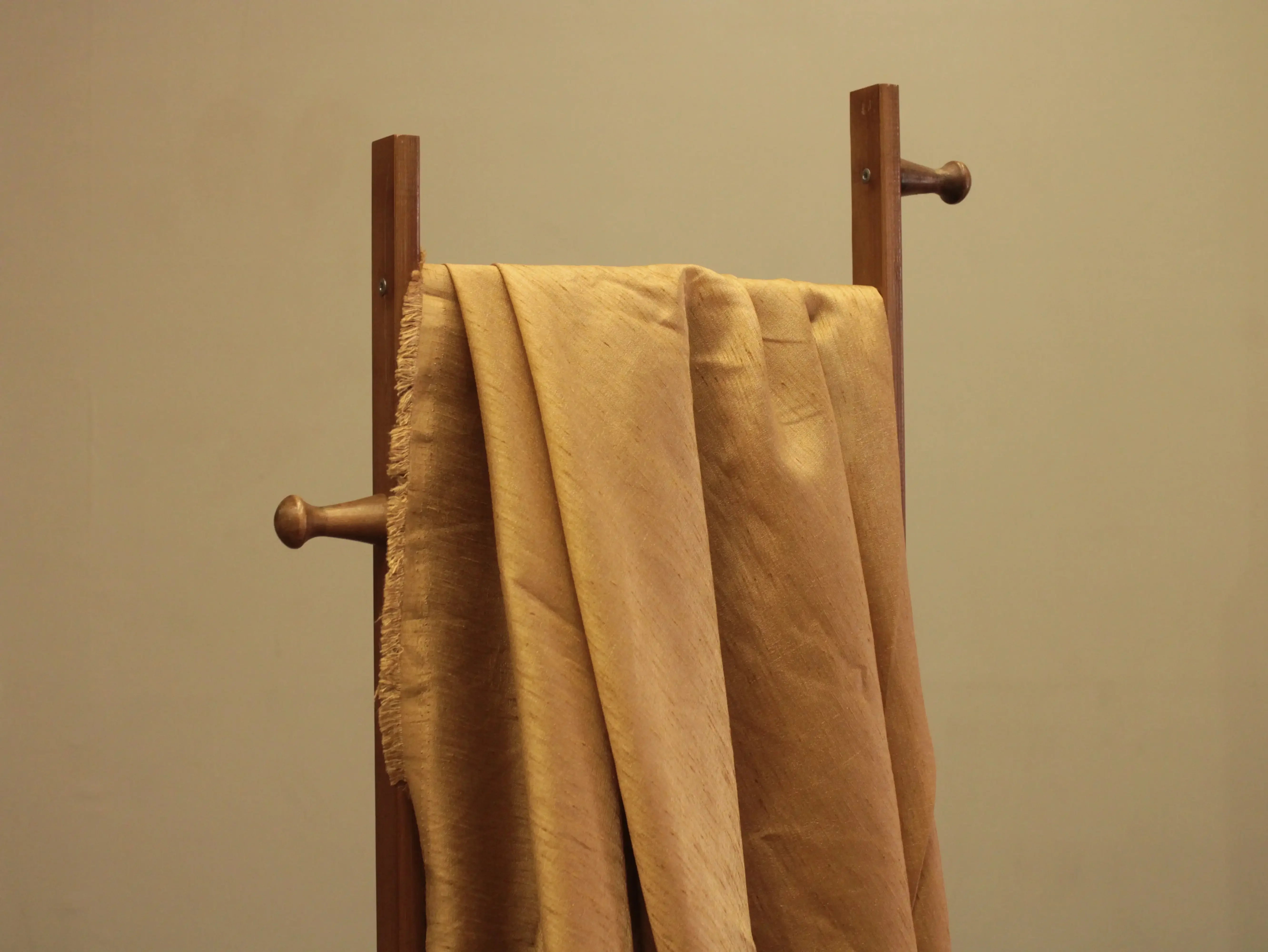 Plain Dyed Raw/Dupion Silk Fabric - Golden - M'Foks