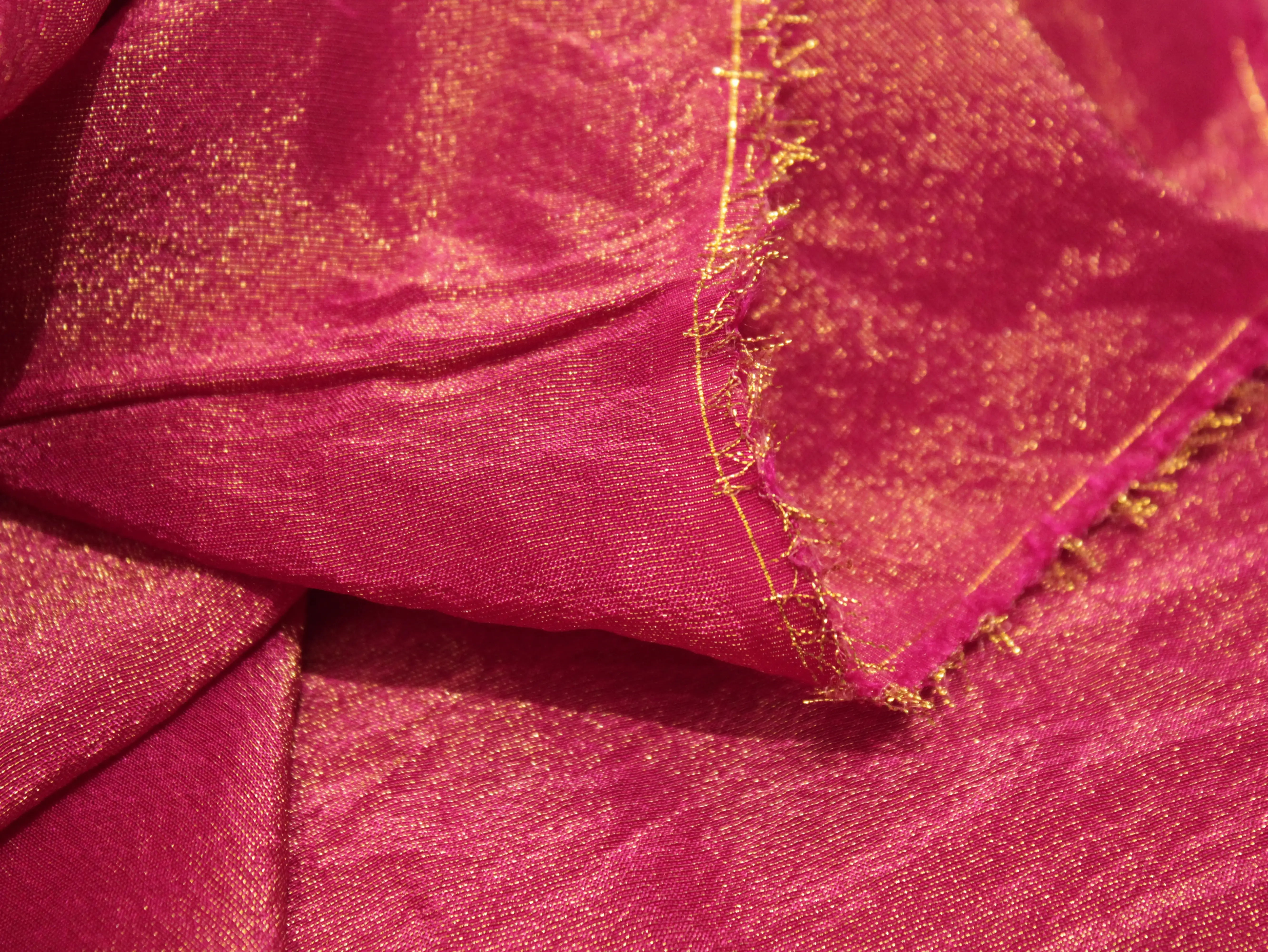 Plain dyed Tissue Silk Fabric - Rani Pink