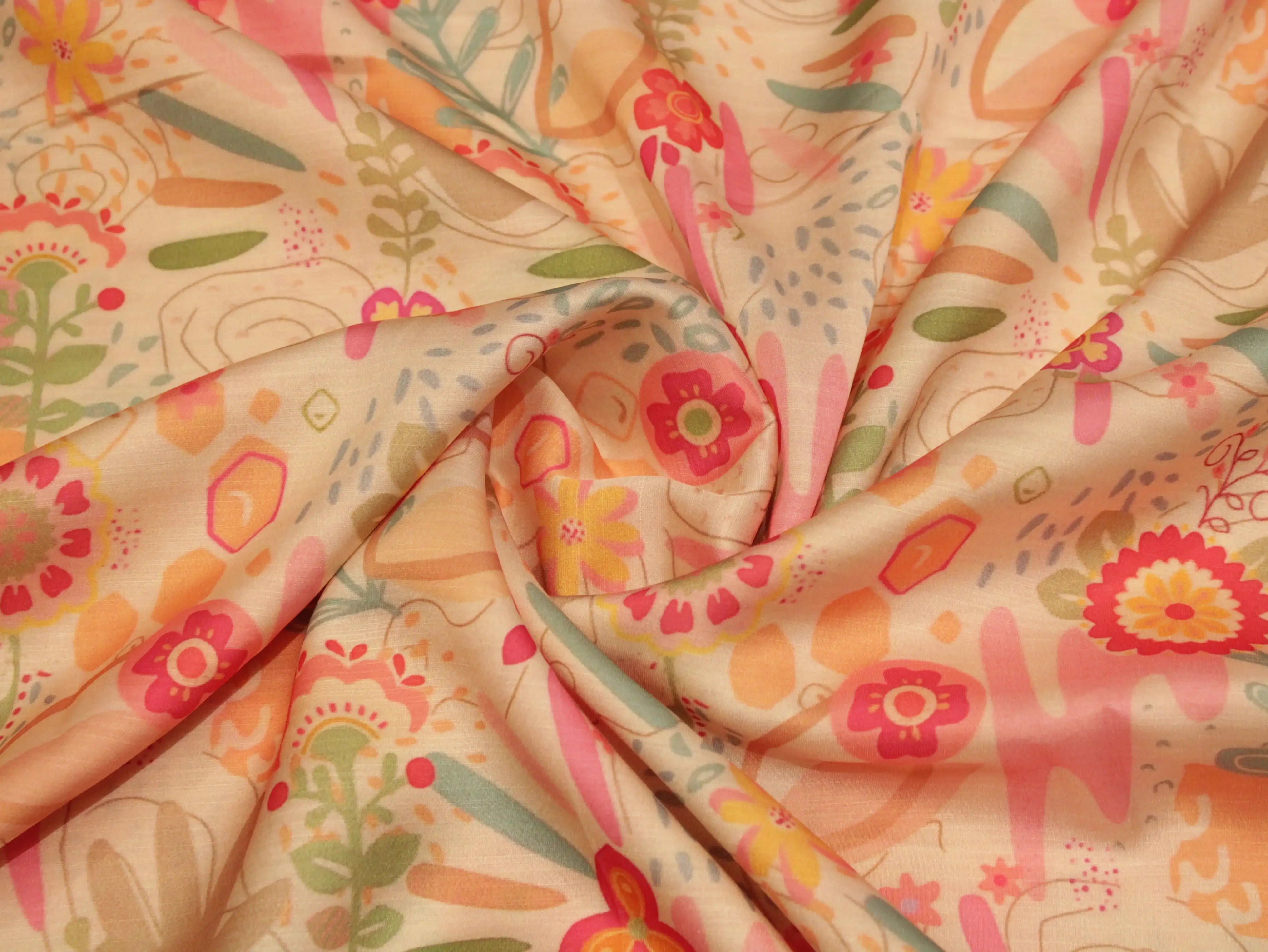 Premium Pure Satin Linen Digital Printed Fabric - M'Foks