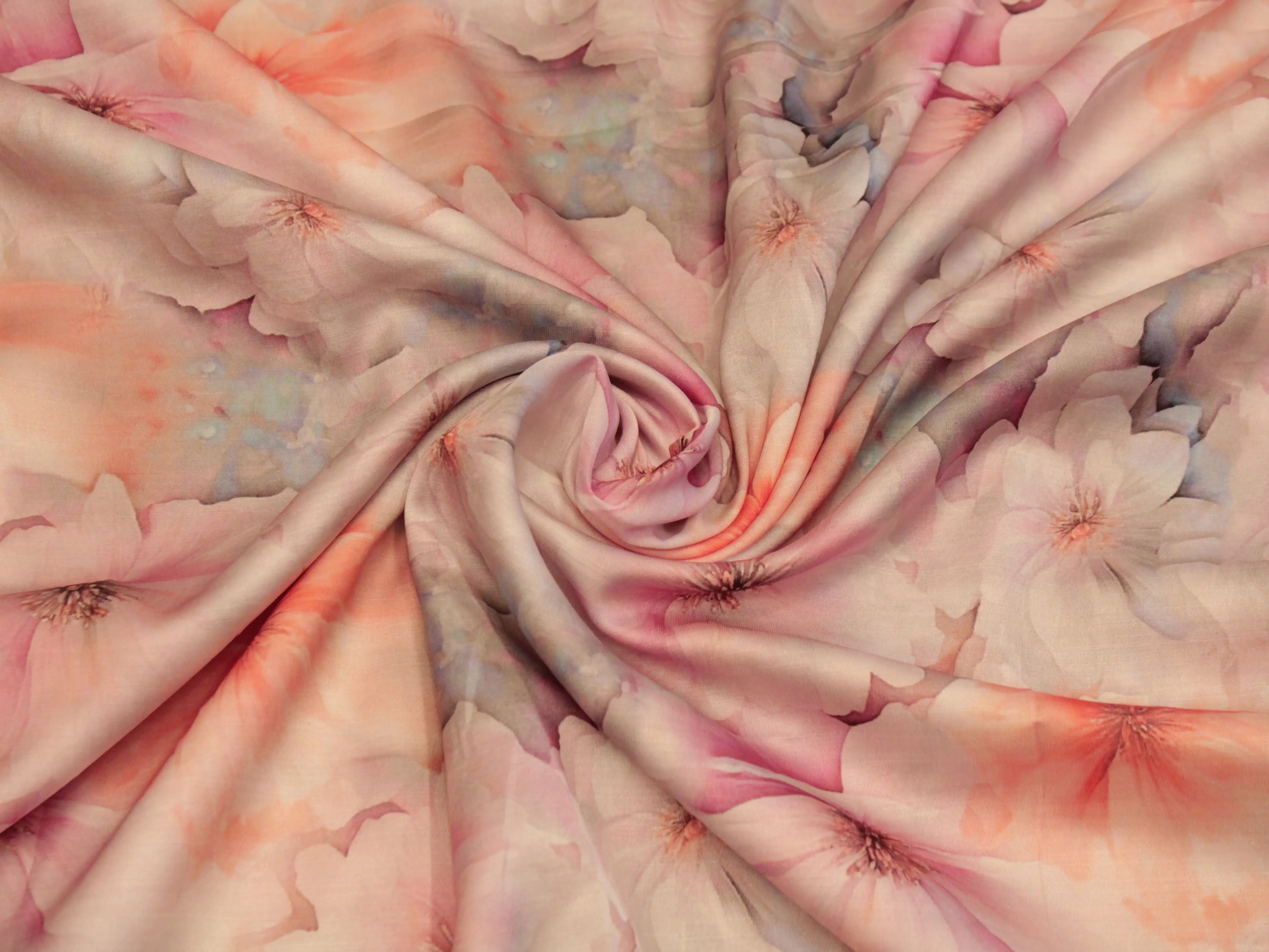 Premium Pure Satin Linen Digital Printed Fabric