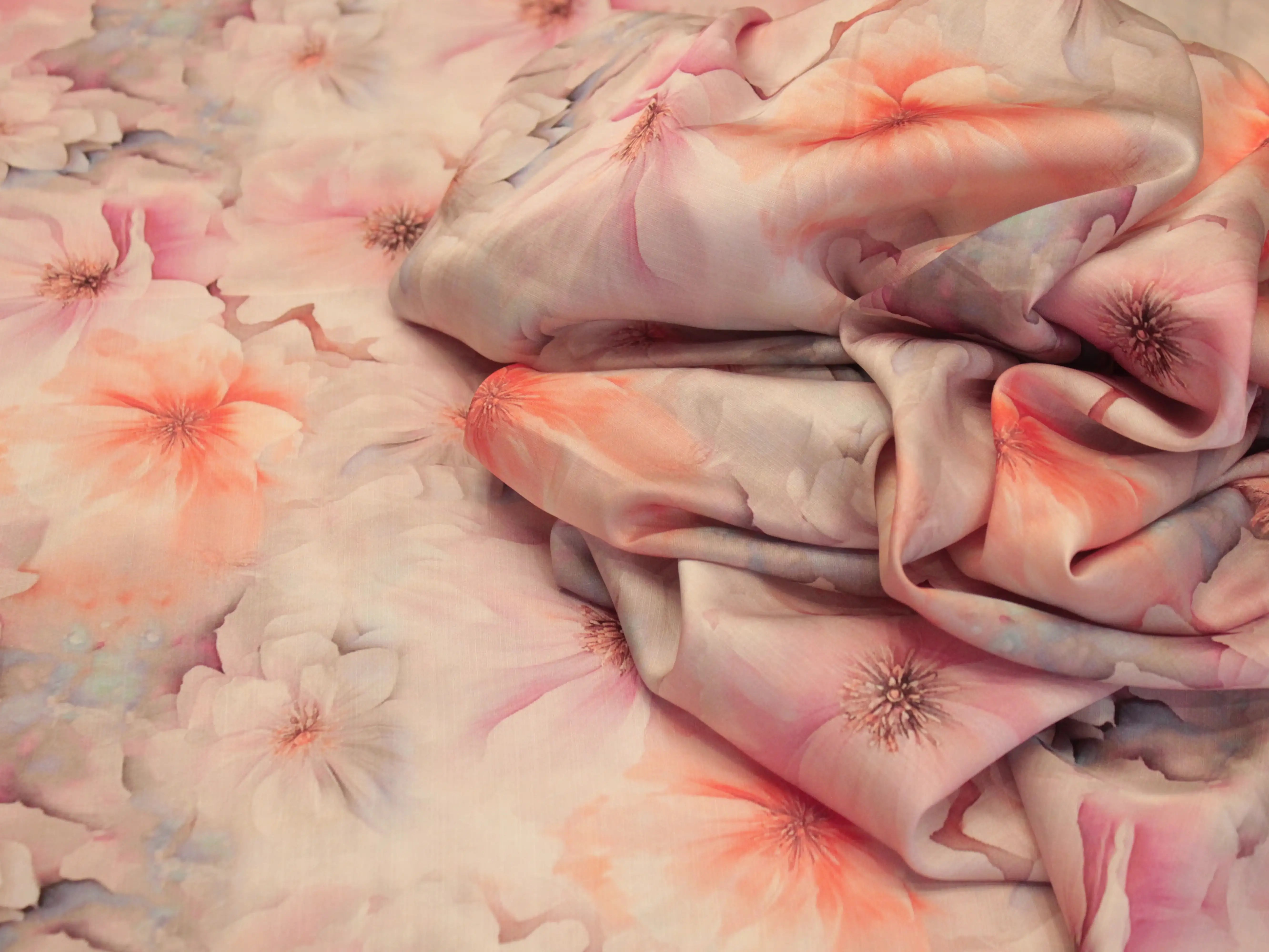 Premium Pure Satin Linen Digital Printed Fabric