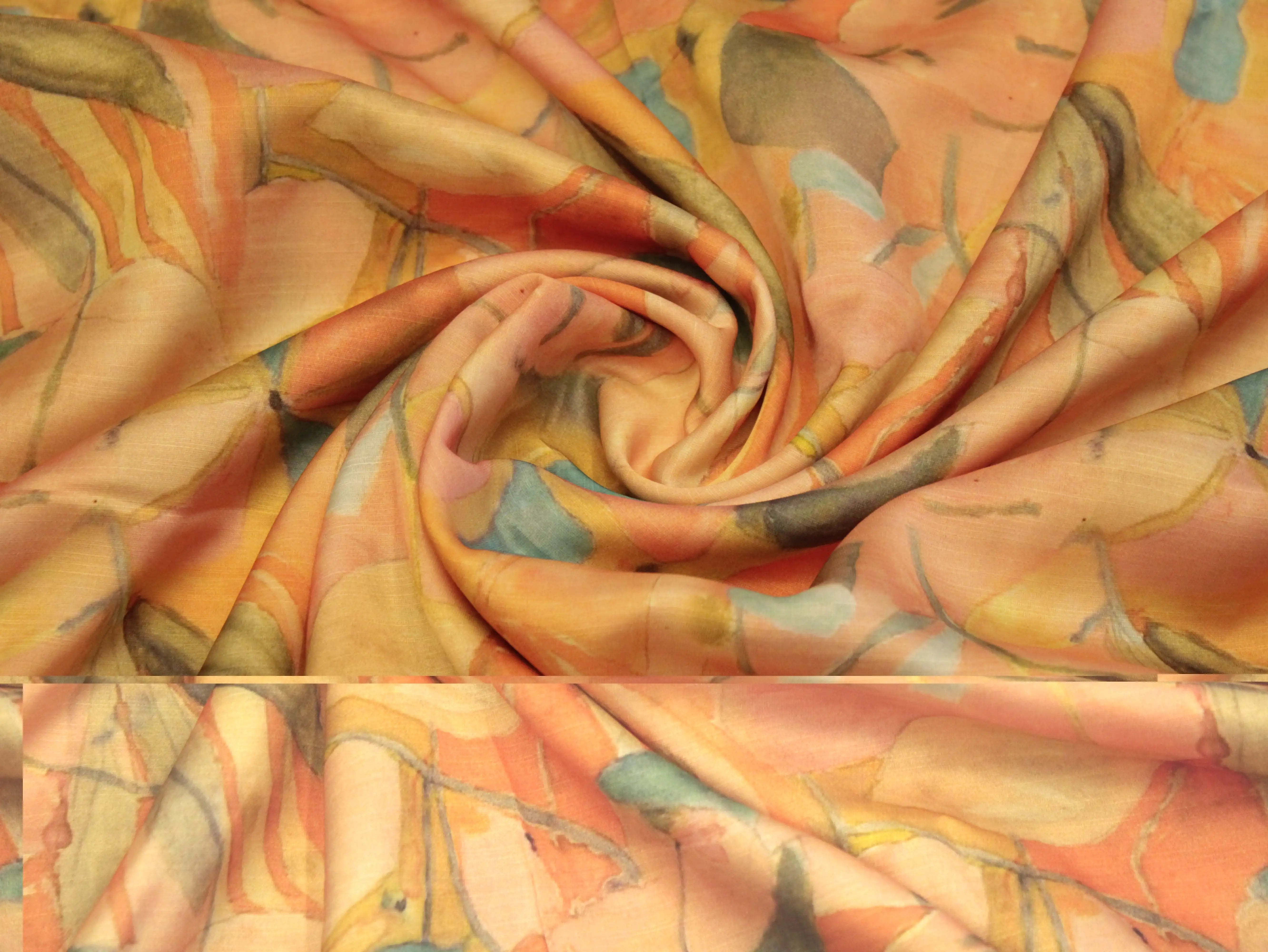 Premium Pure Satin Linen Digital Printed Fabric