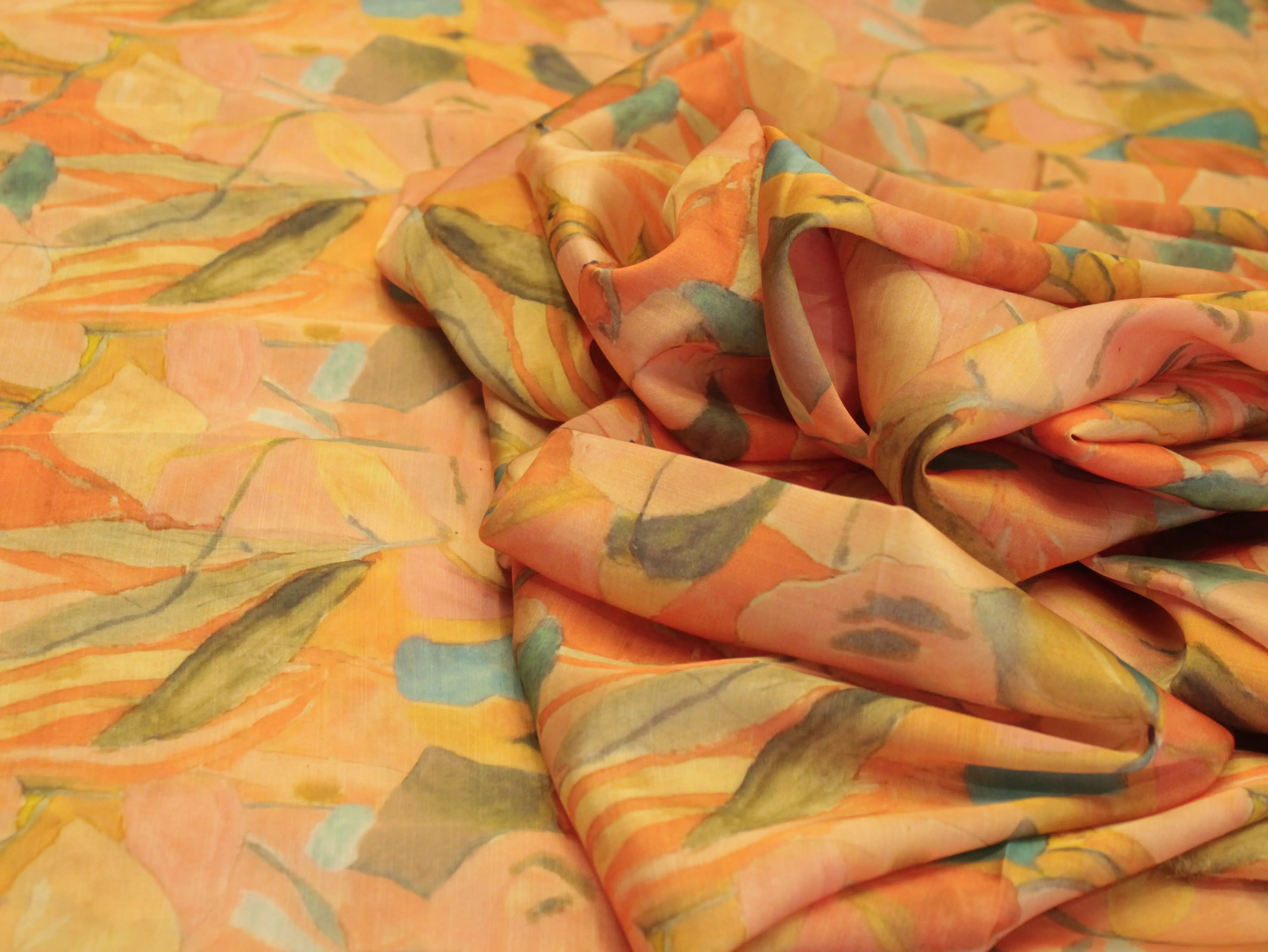Premium Pure Satin Linen Digital Printed Fabric