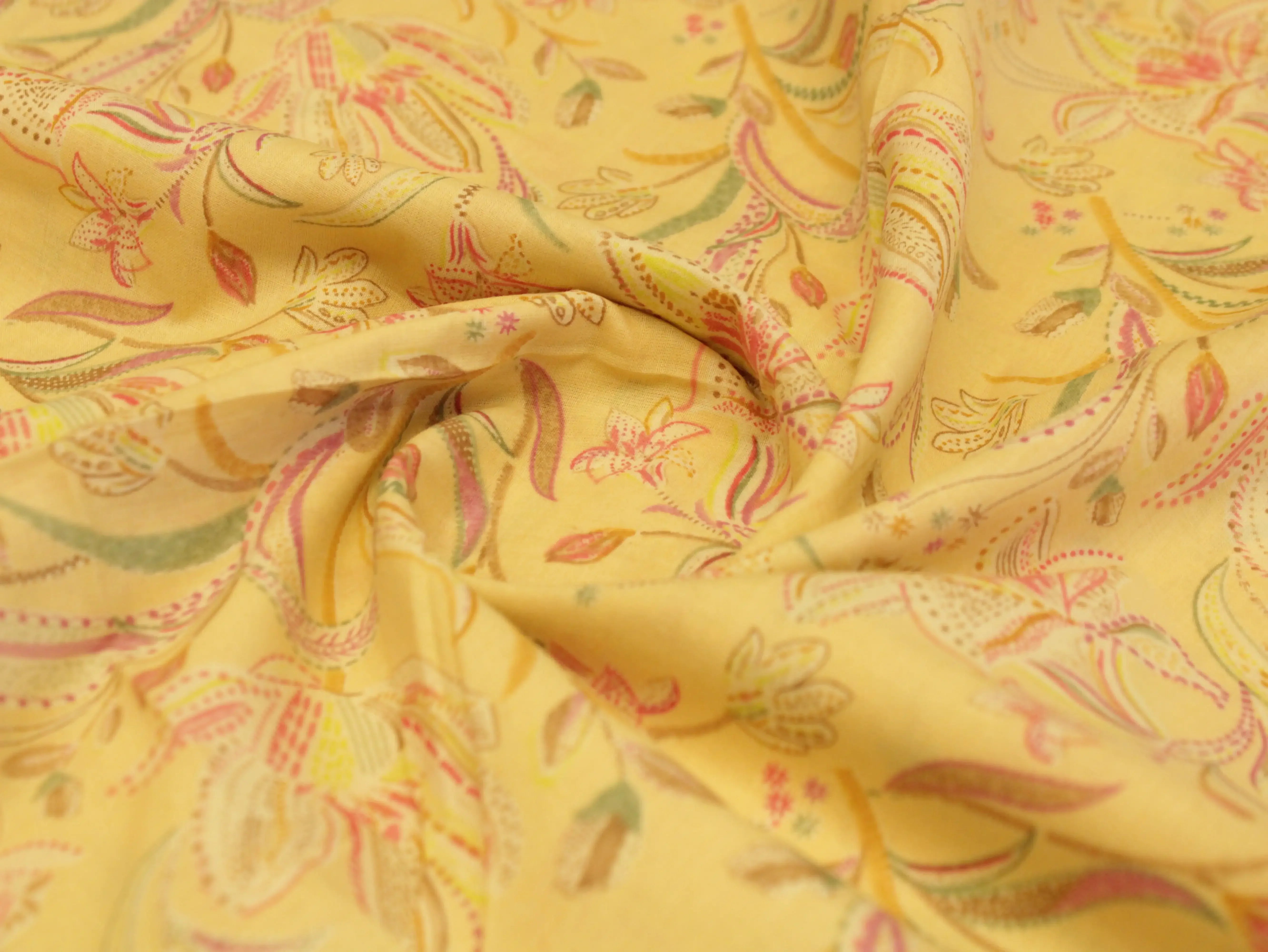 Premium Mirco cotton Digital printed fabric - Pastel Yellow - M'Foks