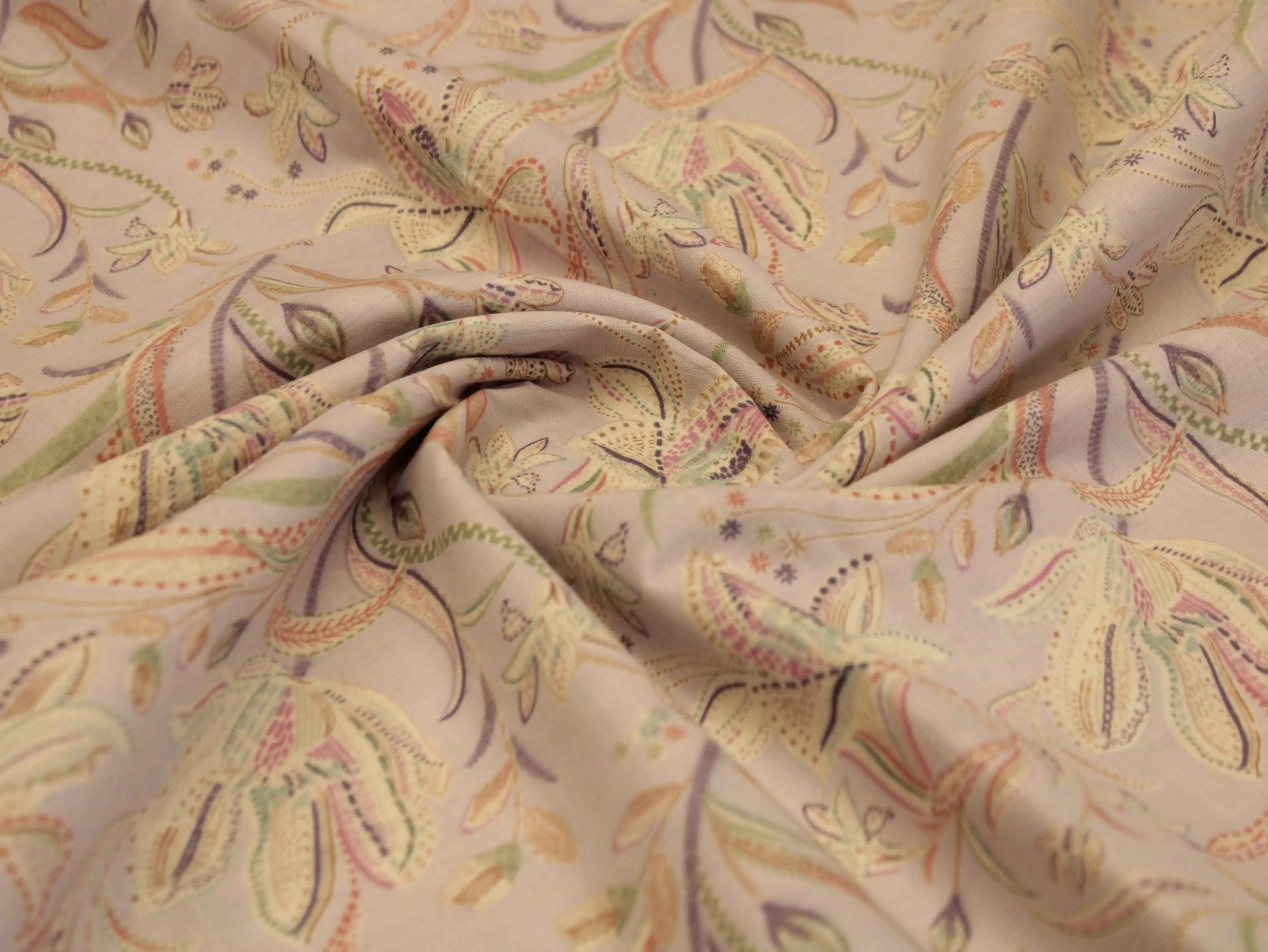 Premium Mirco cotton Digital printed fabric - Greyish Purple