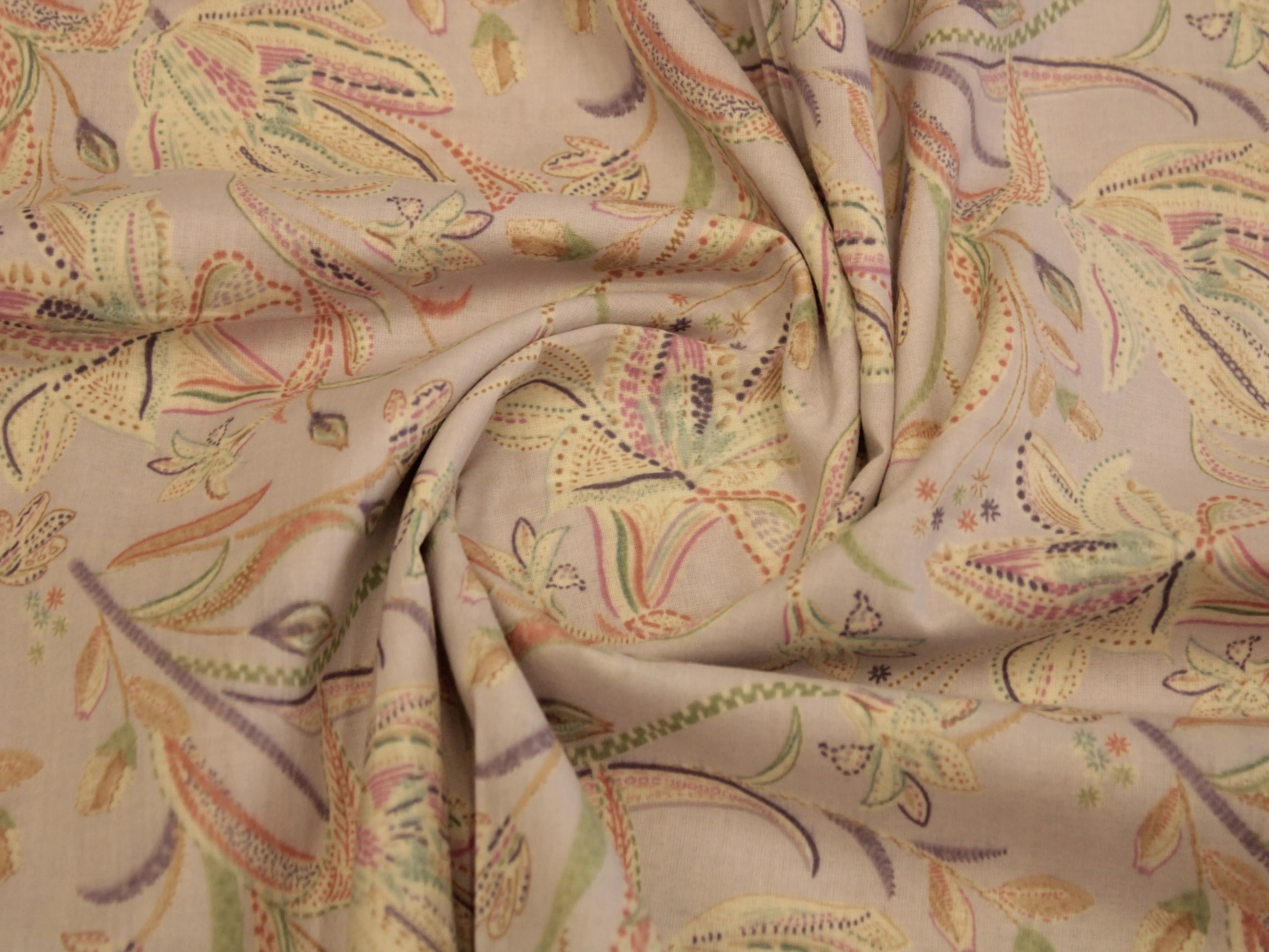 Premium Mirco cotton Digital printed fabric - Greyish Purple