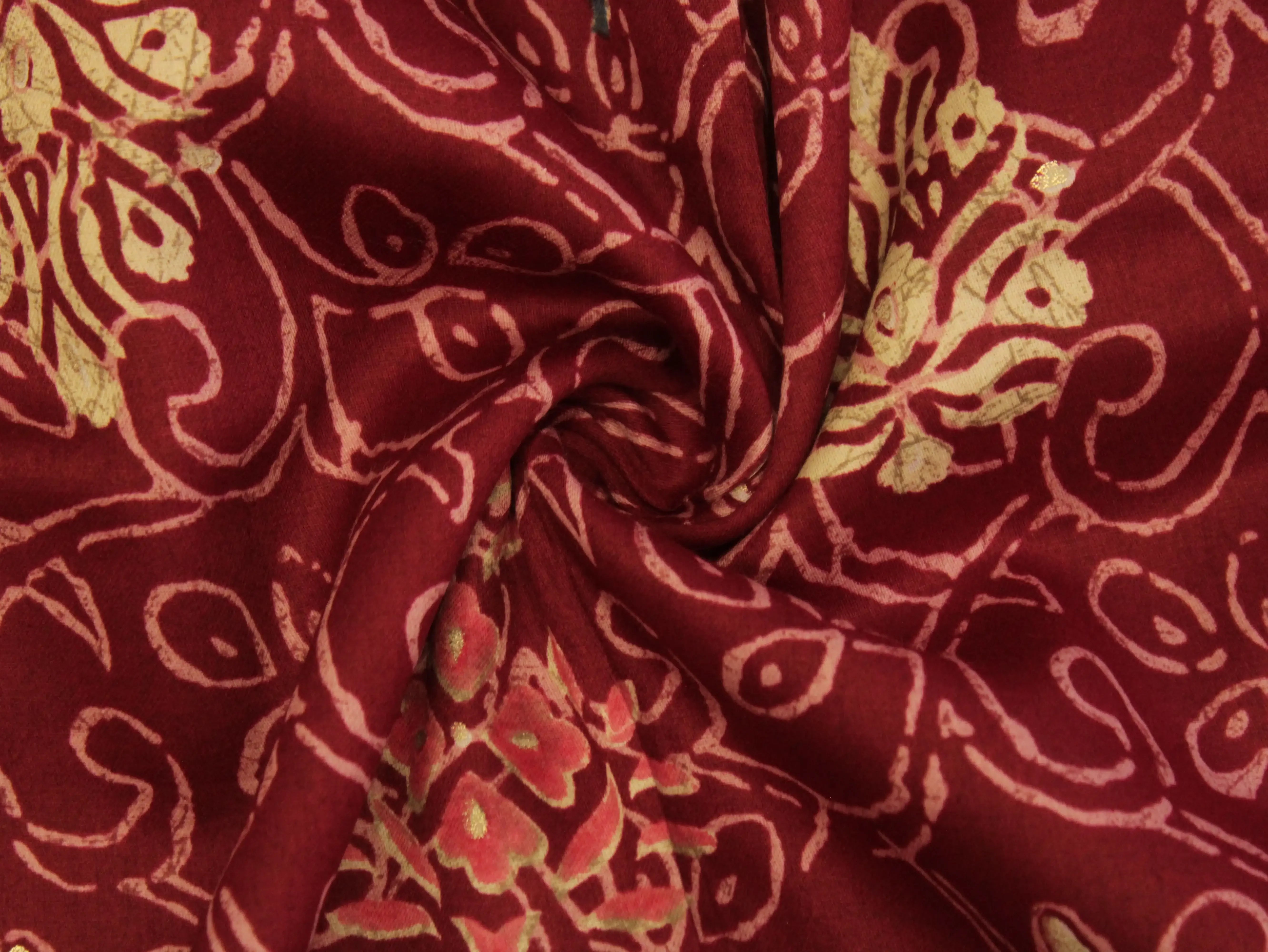 Premium Giza Pure Cotton Print Fabric - Maroon - M'Foks