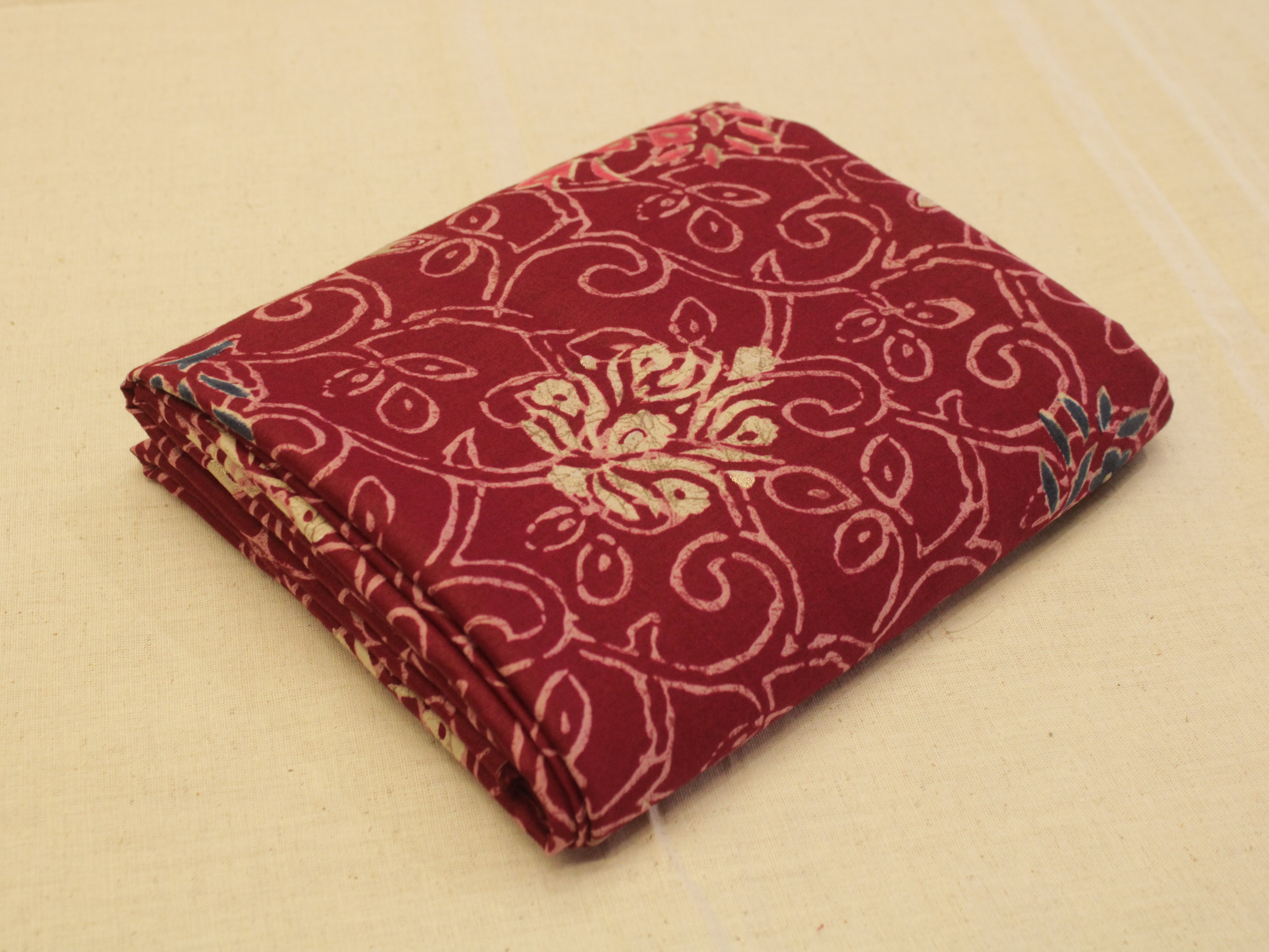Premium Giza Pure Cotton Print Fabric - Maroon