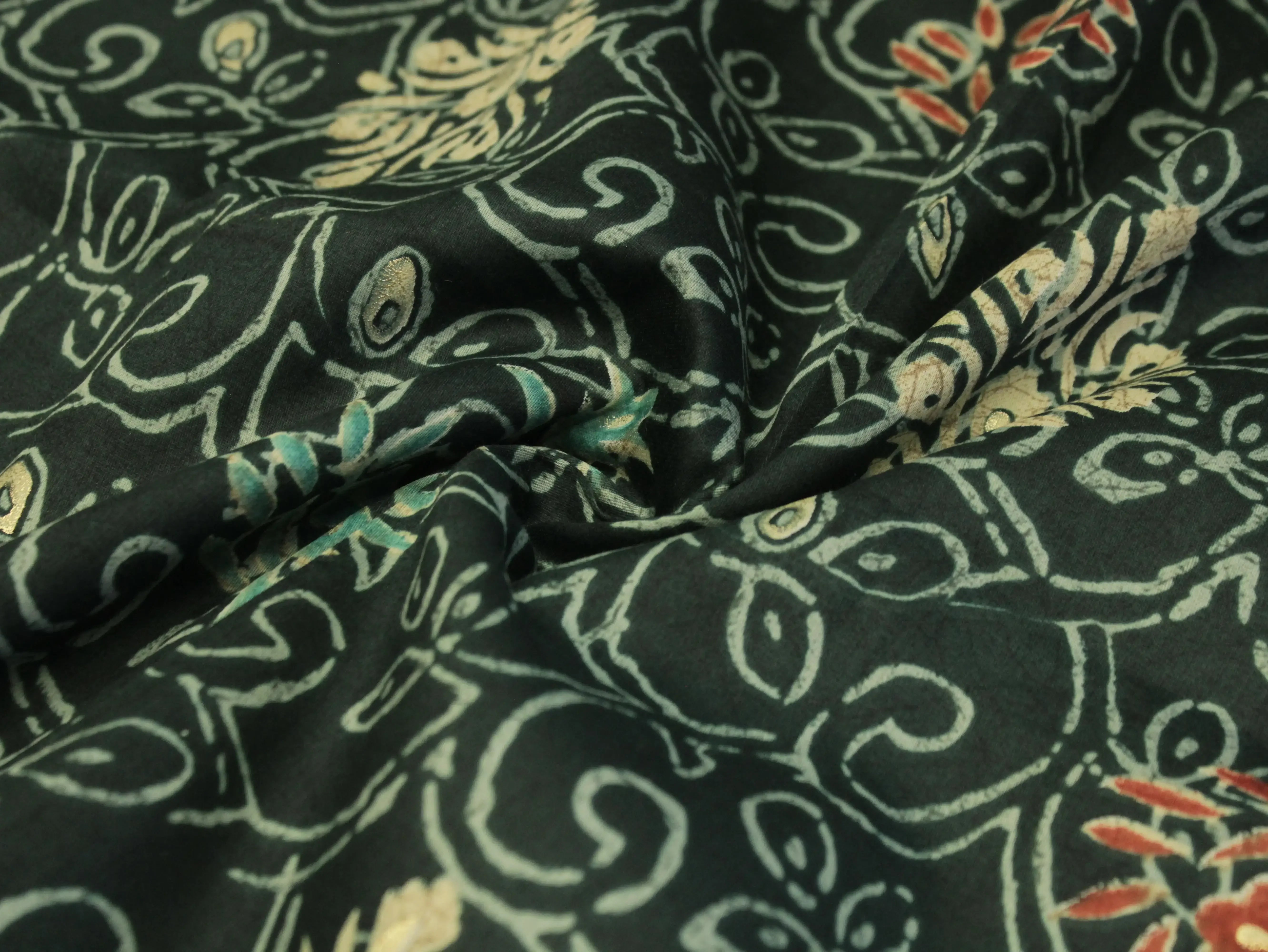 Premium Giza Pure Cotton Print Fabric - Peacock green - M'Foks