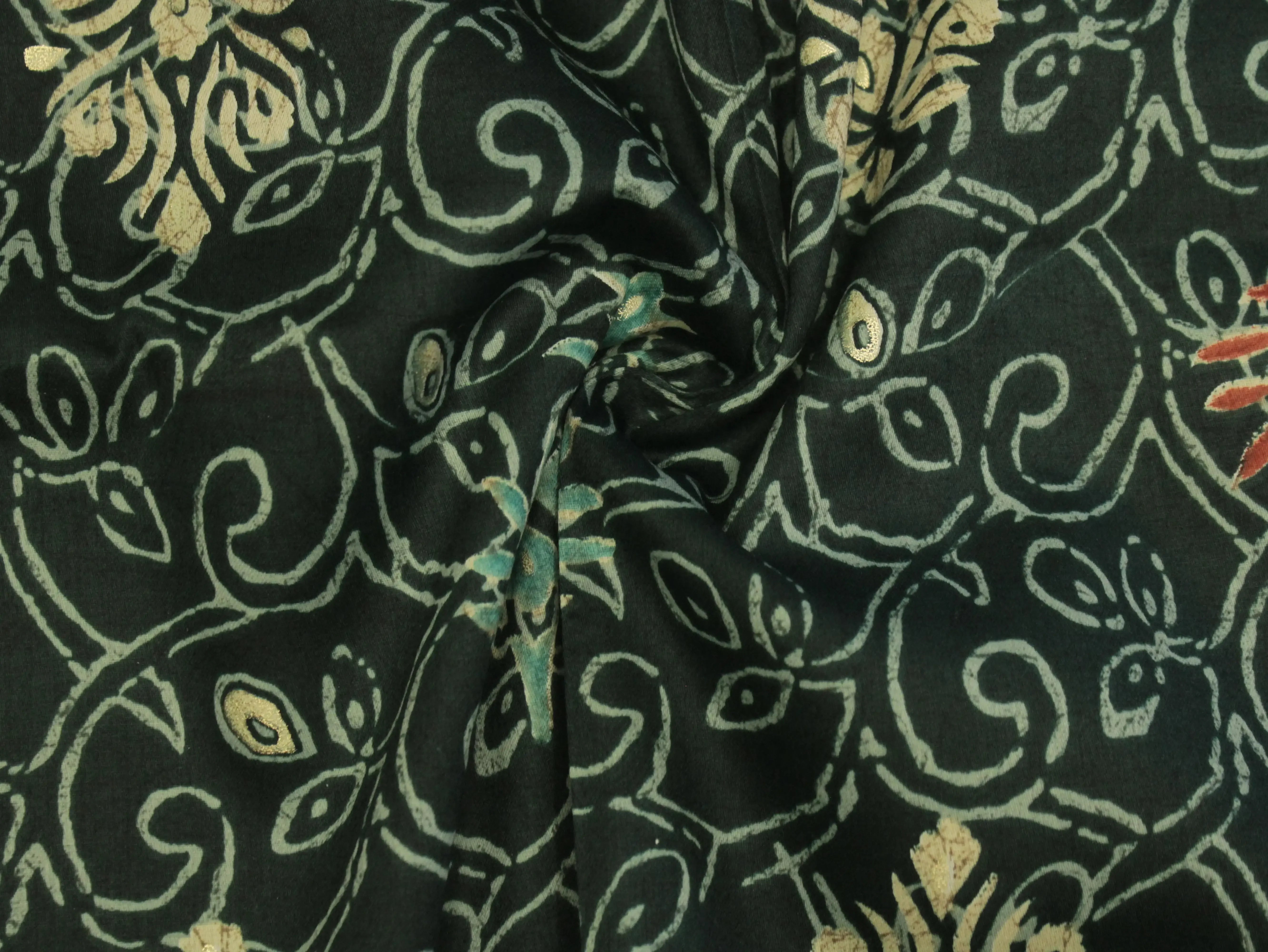Premium Giza Pure Cotton Print Fabric - Peacock green - M'Foks