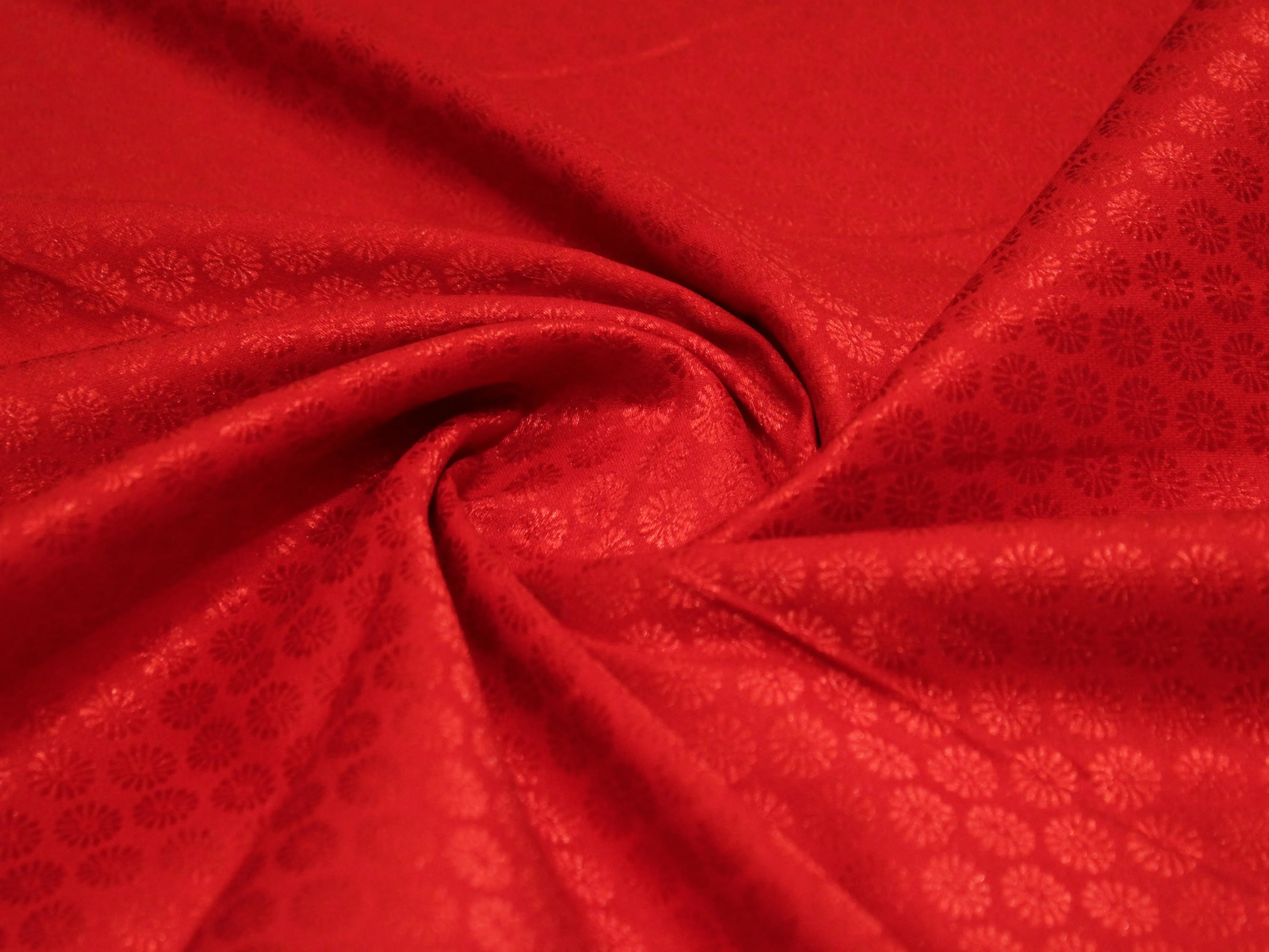 Mfoks Pure Cotton Self-Woven Fabric - Red