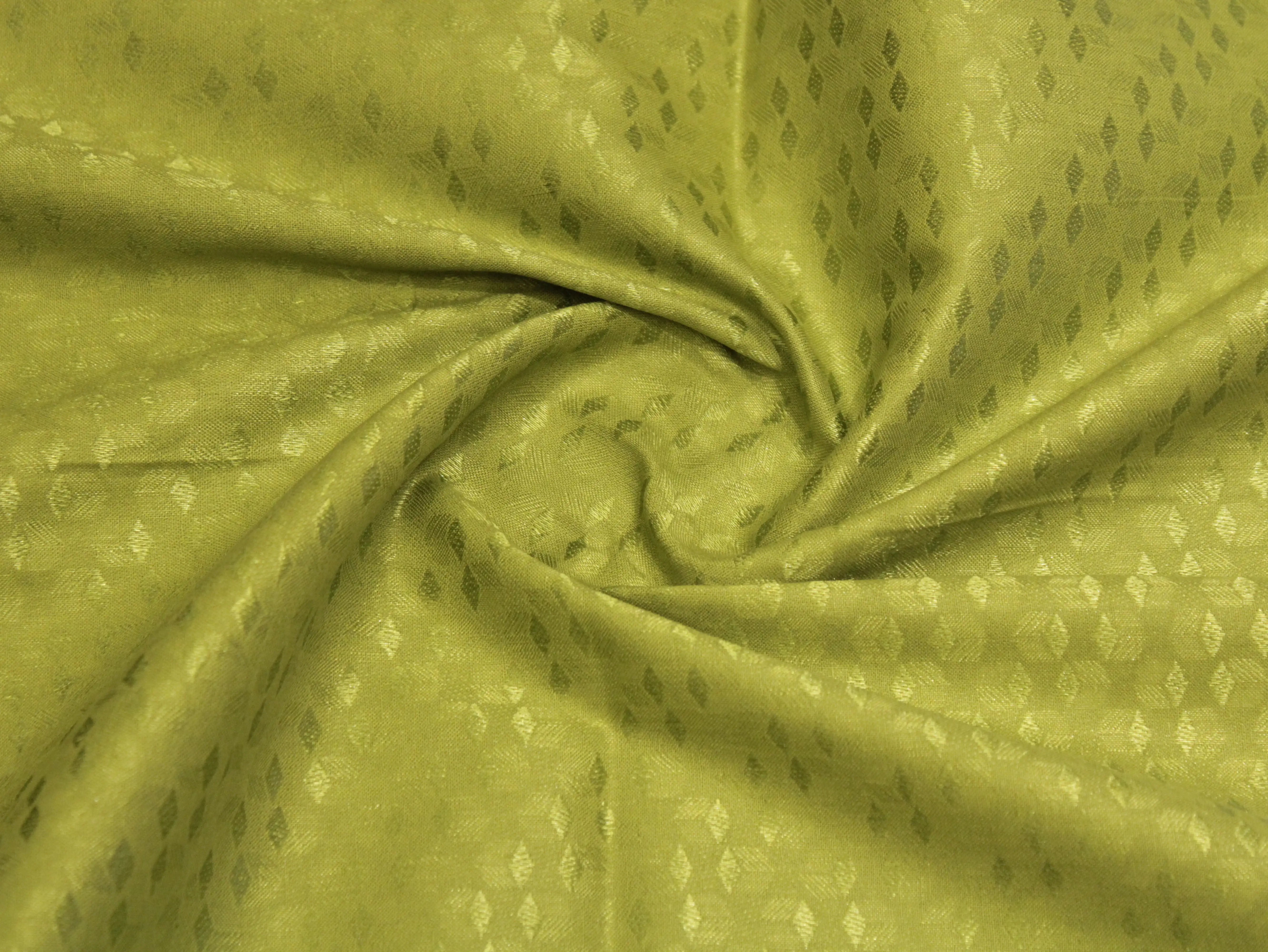 Mfoks Pure Cotton Self-Woven Fabric - Pista Green