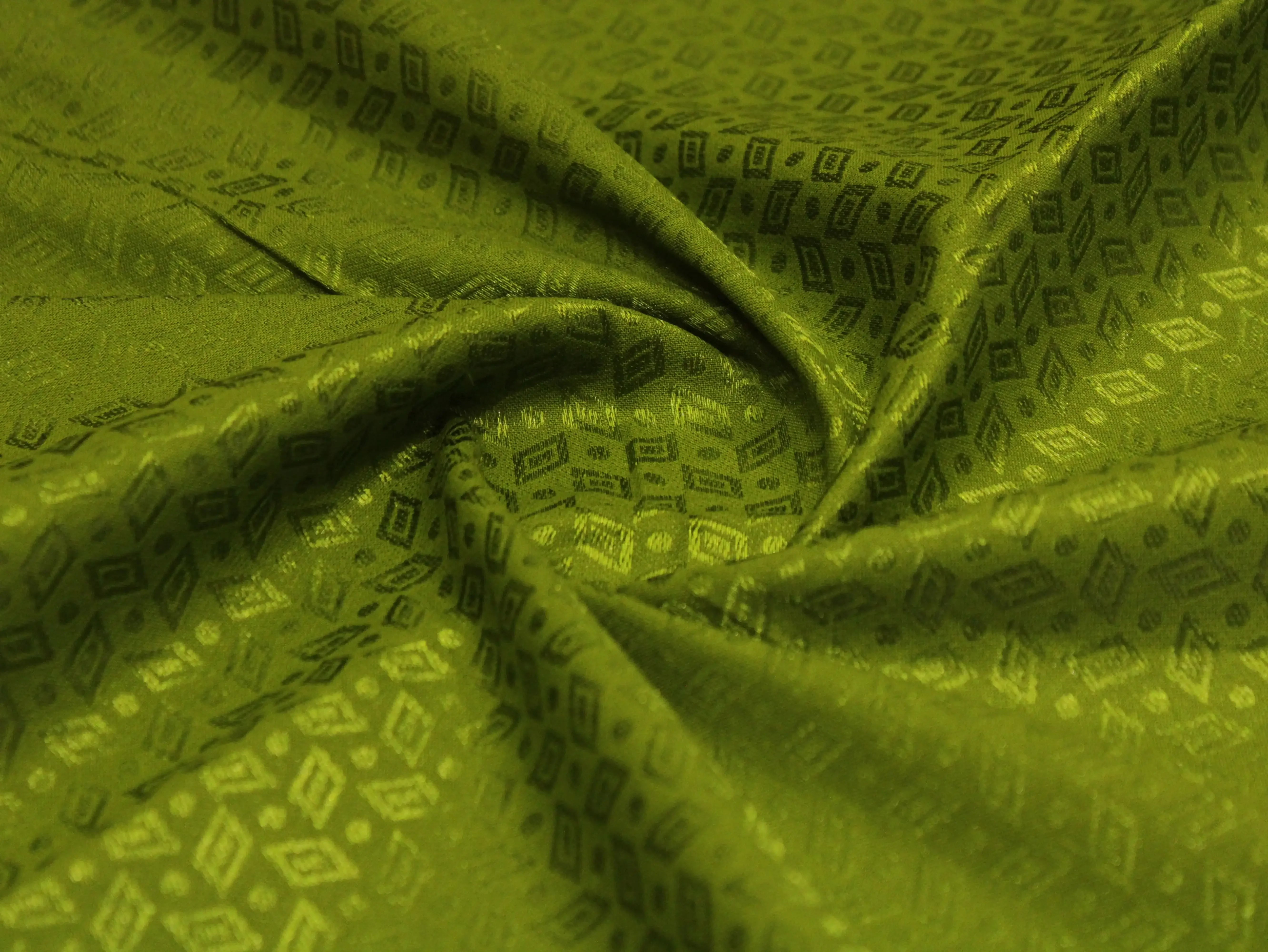 Mfoks Pure Cotton Self-Woven Fabric - Mehendi Green - M'Foks