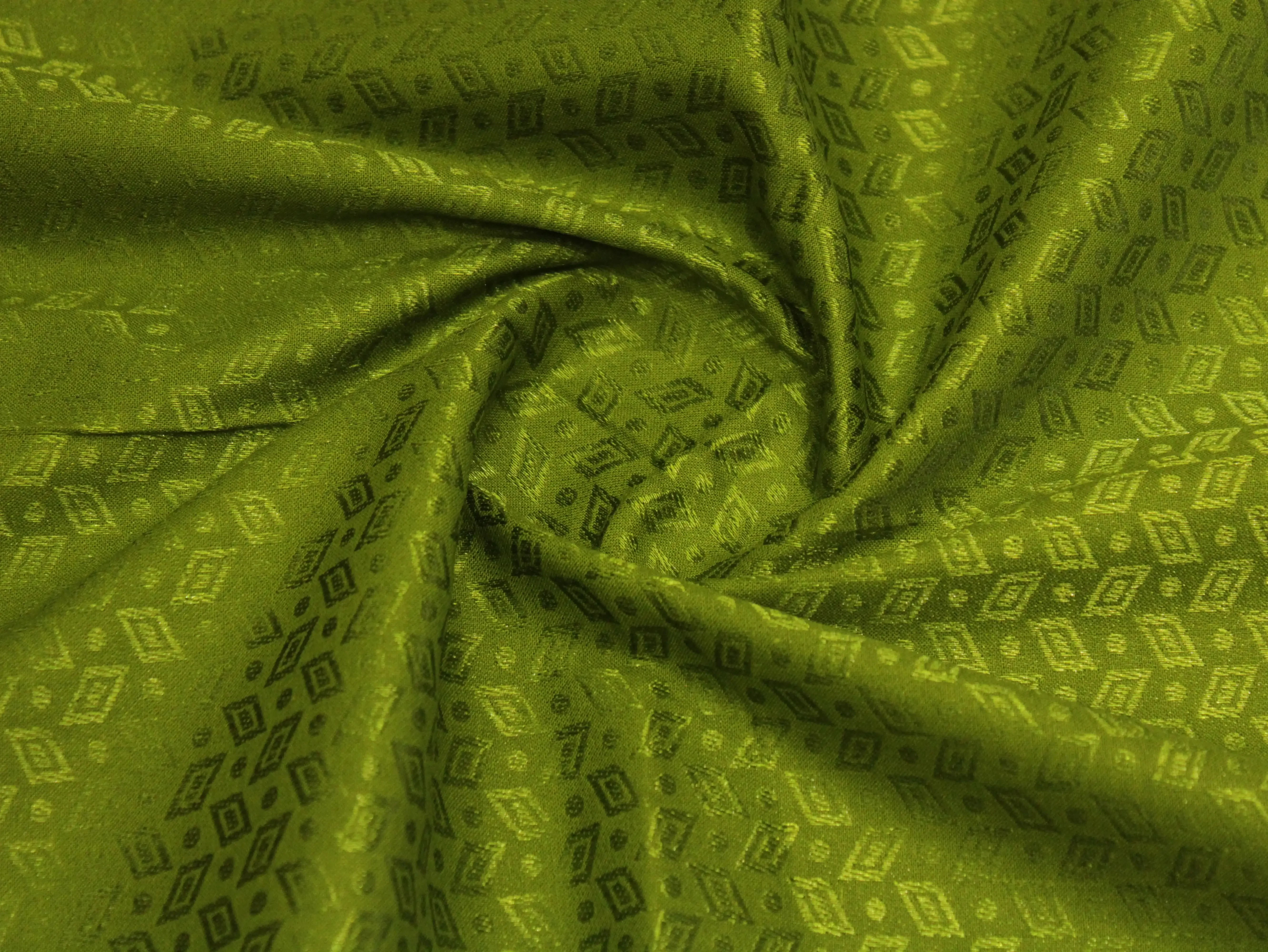 Mfoks Pure Cotton Self-Woven Fabric - Mehendi Green - M'Foks
