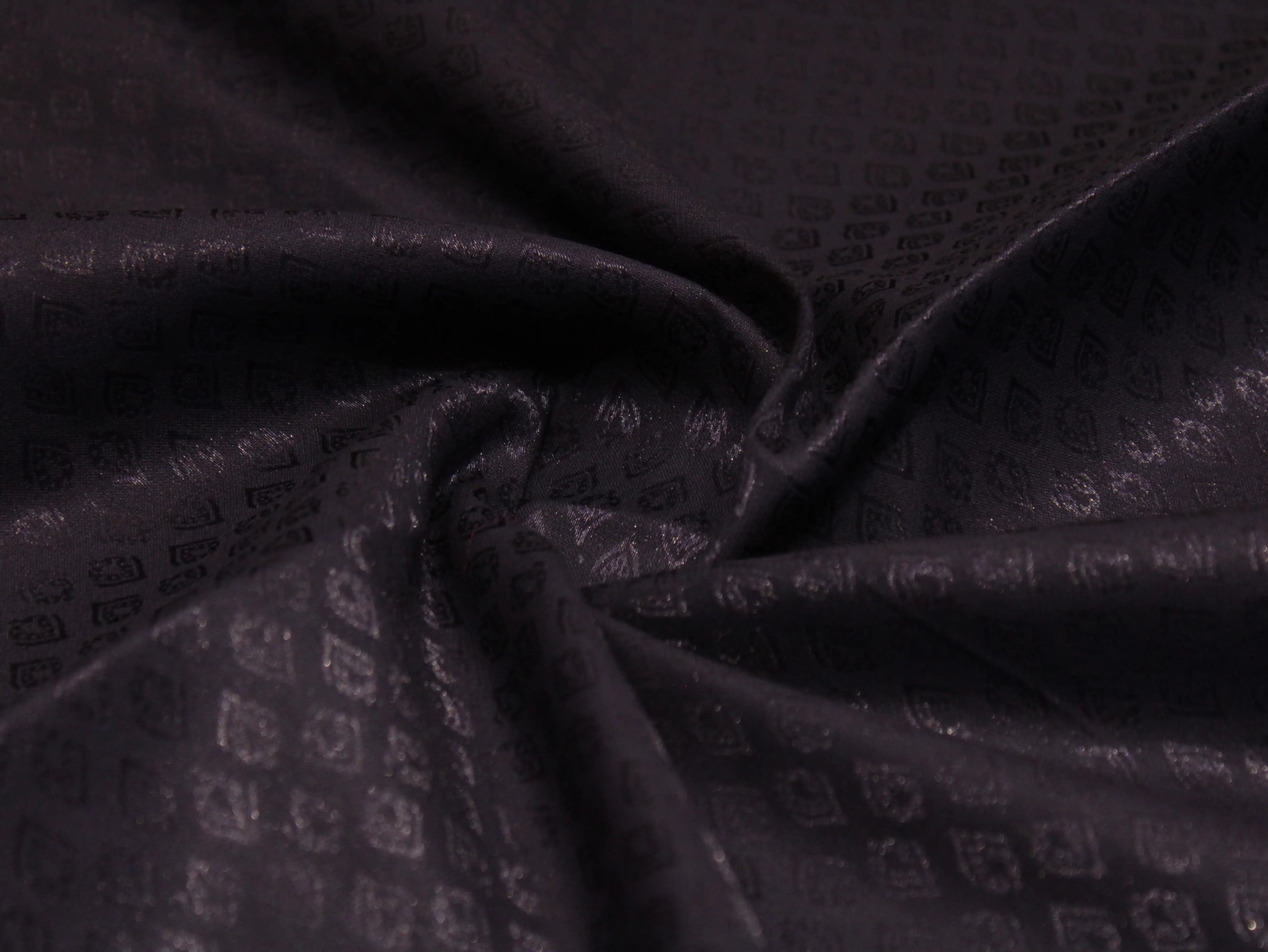 Mfoks Pure Cotton Self-Woven Fabric - Navy Blue
