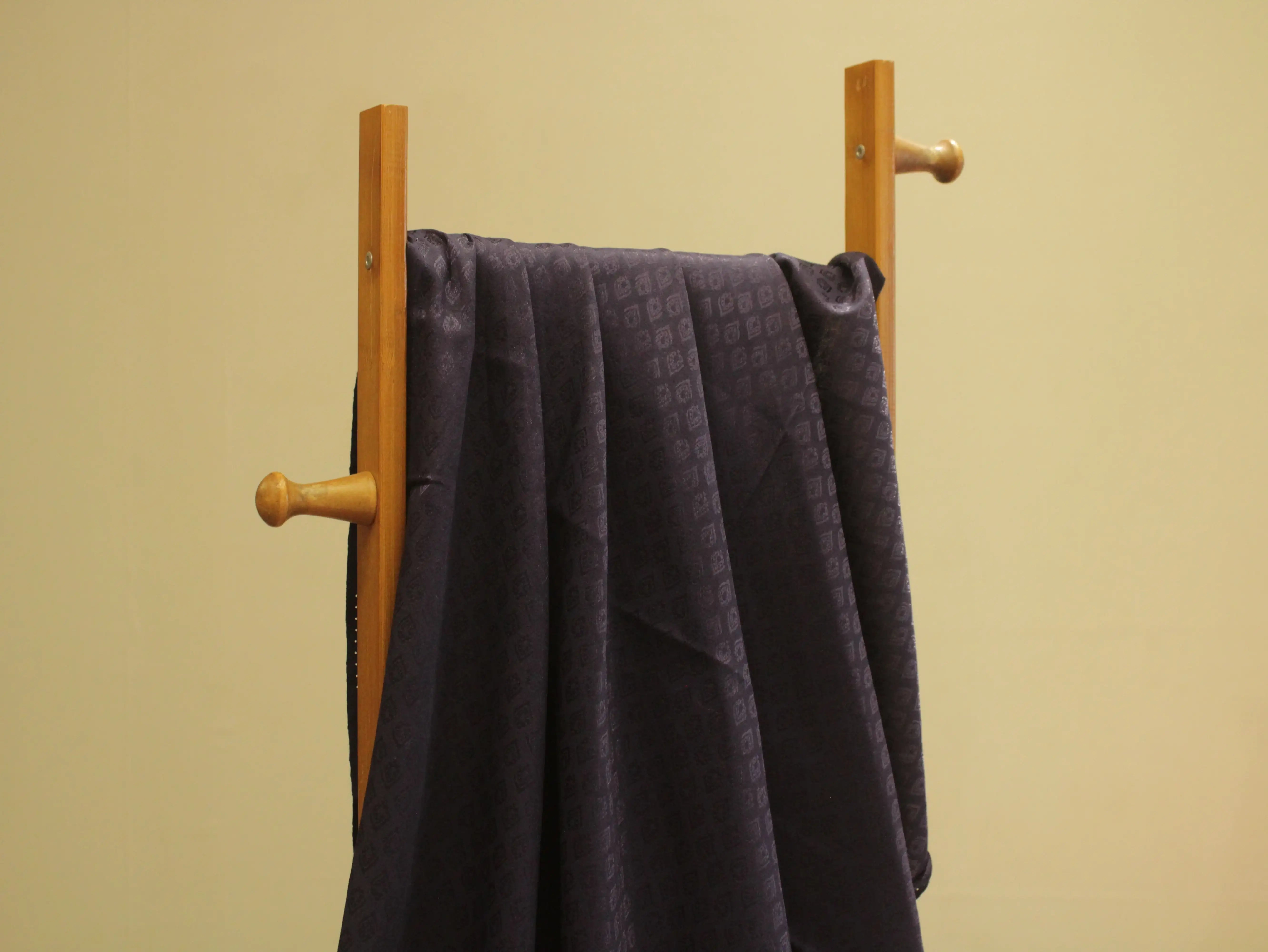 Mfoks Pure Cotton Self-Woven Fabric - Navy Blue