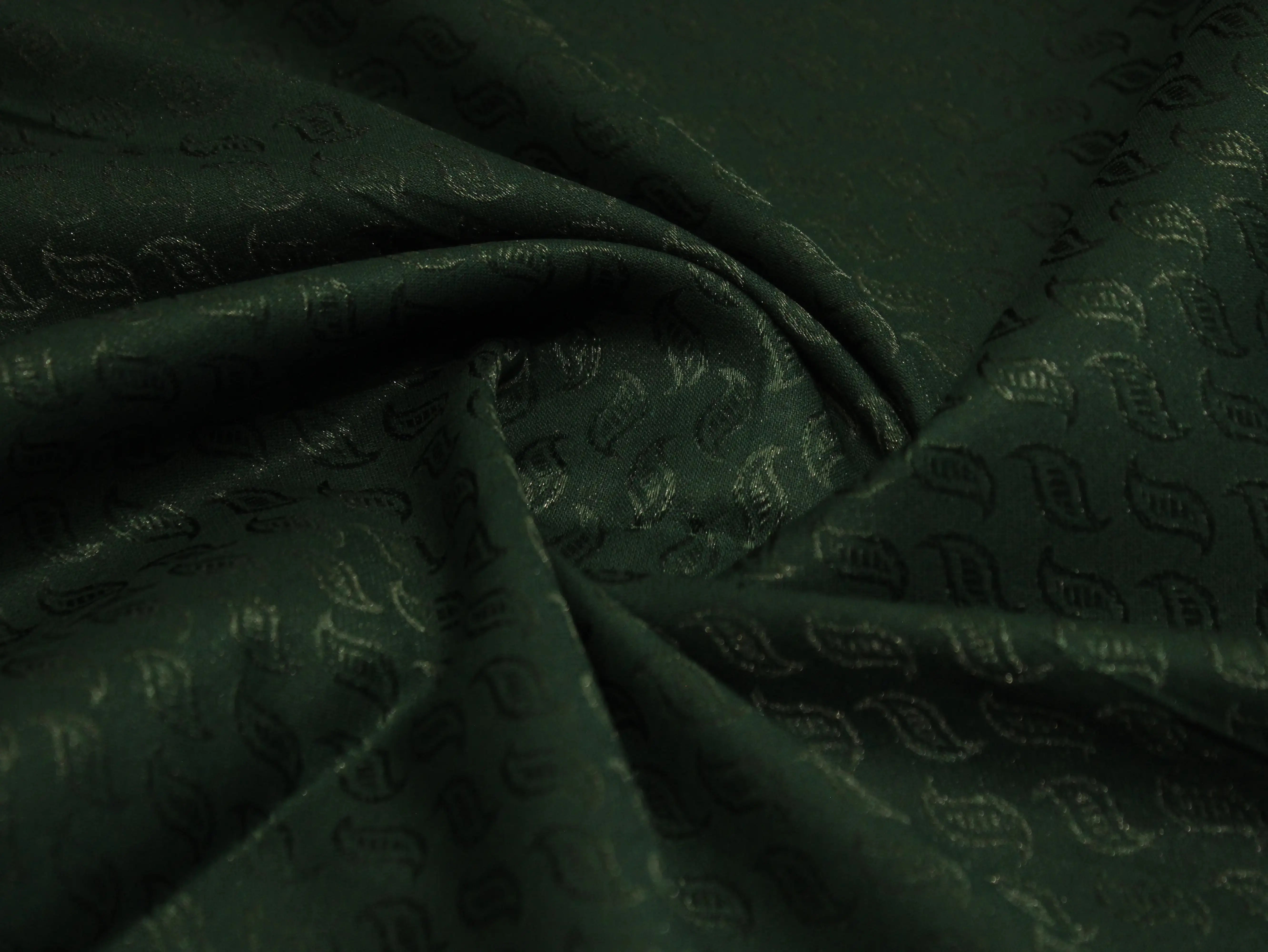 Mfoks Pure Cotton Self-Woven Fabric - Dark Green