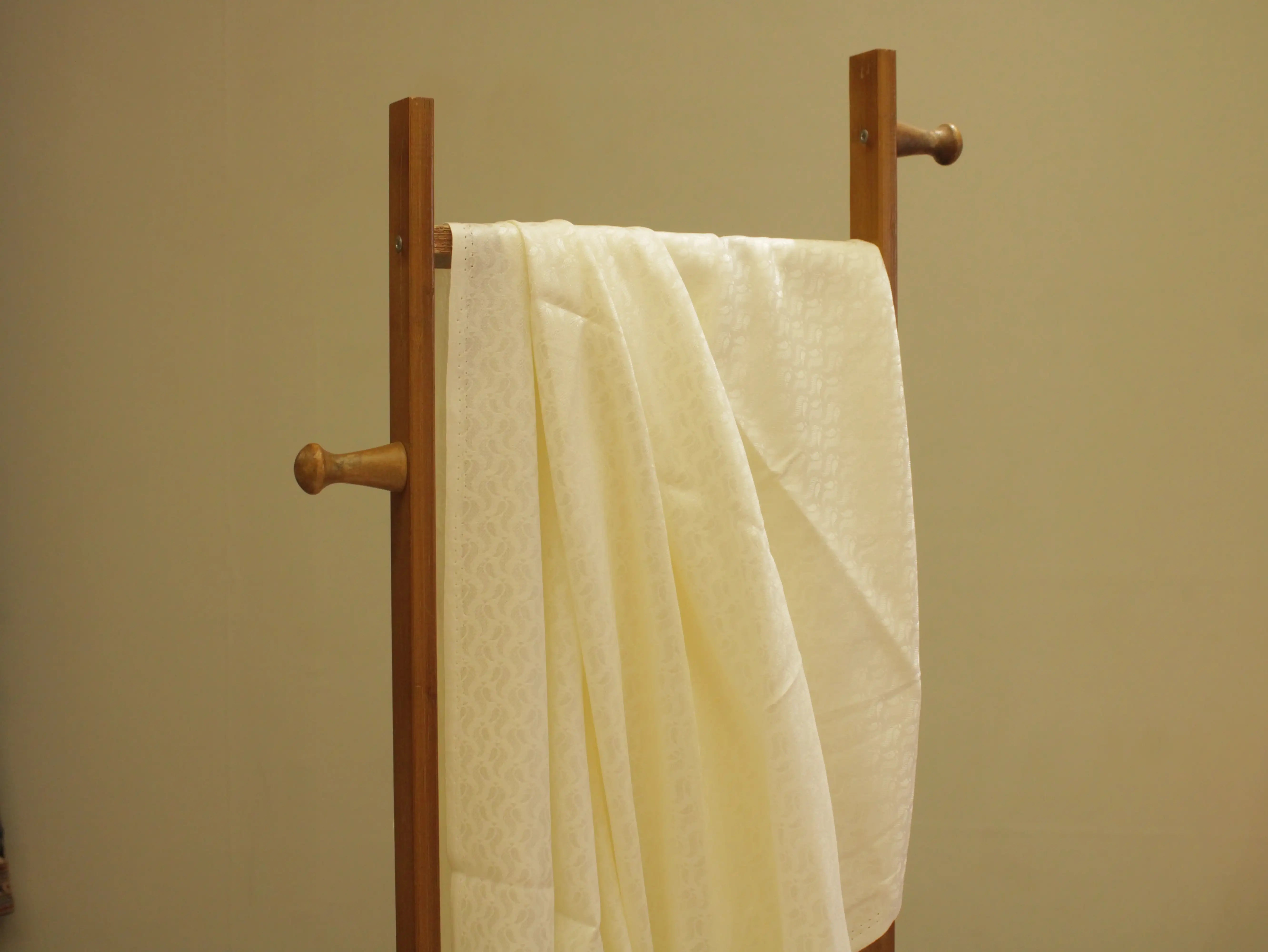 Mfoks Pure Cotton Self-Woven Fabric - Off White
