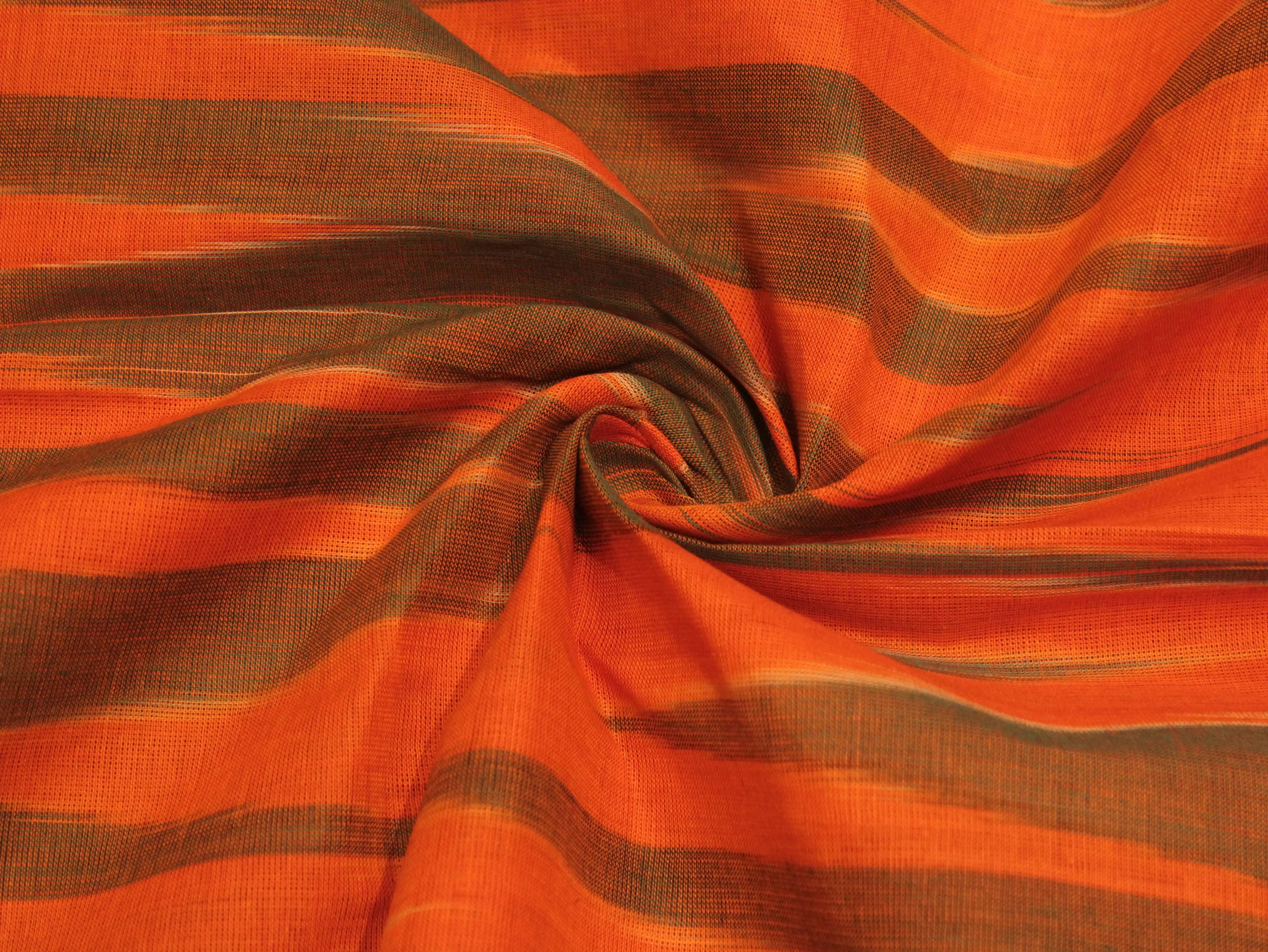 Mfoks : Handloom Pure Cotton Woven Fabric - Orange - M'Foks