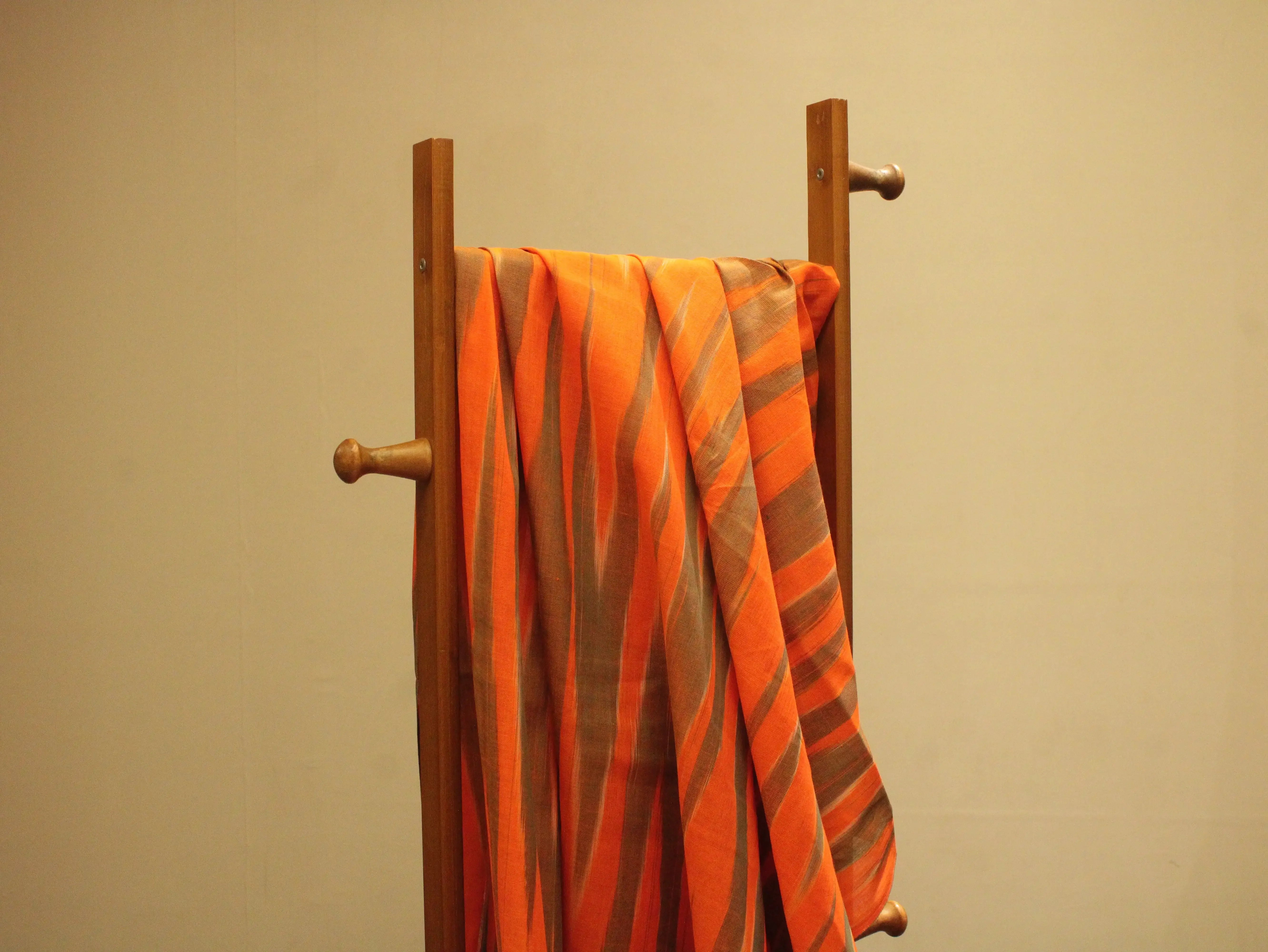 Mfoks : Handloom Pure Cotton Woven Fabric - Orange - M'Foks
