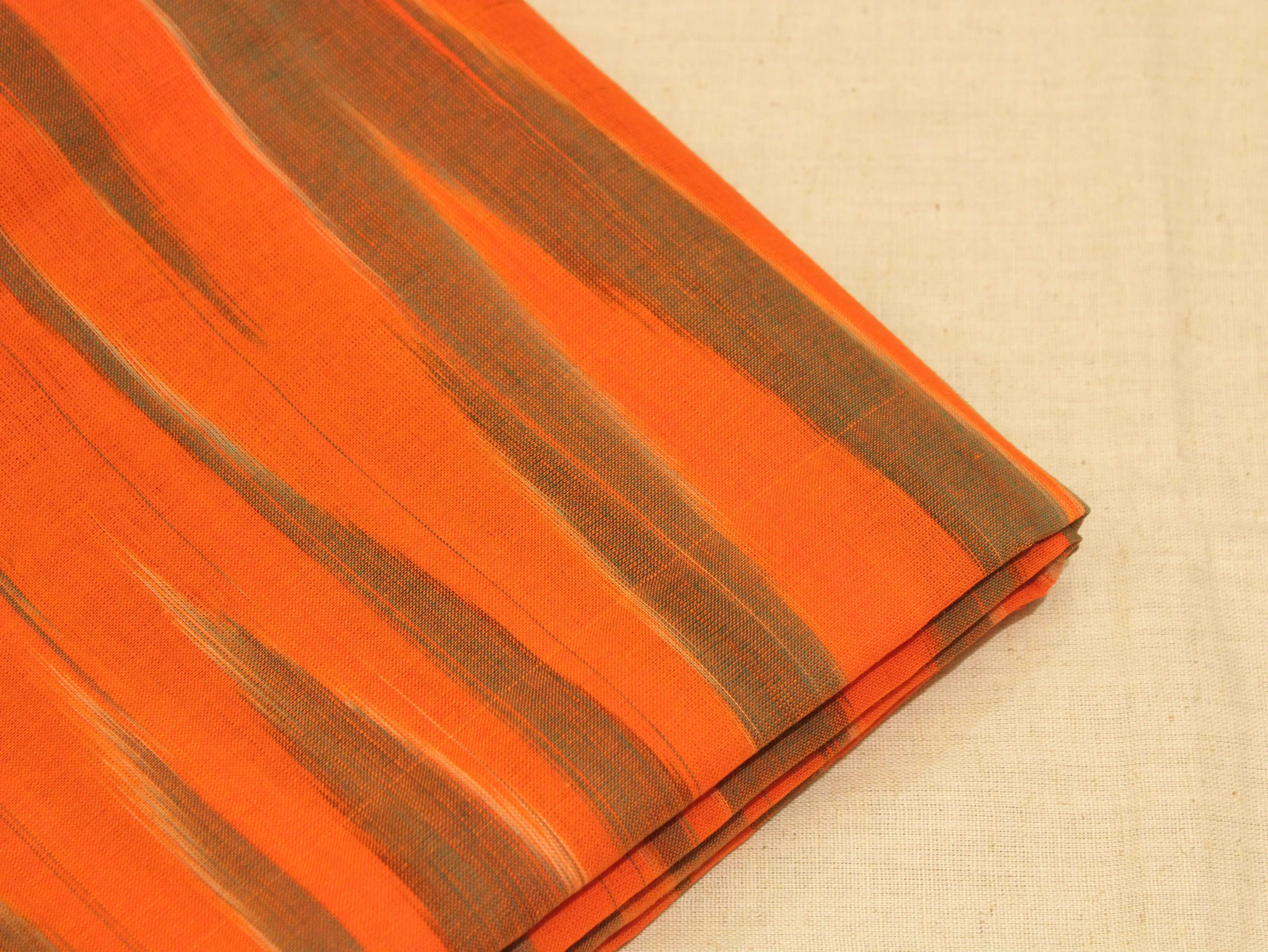 Mfoks : Handloom Pure Cotton Woven Fabric - Orange - M'Foks