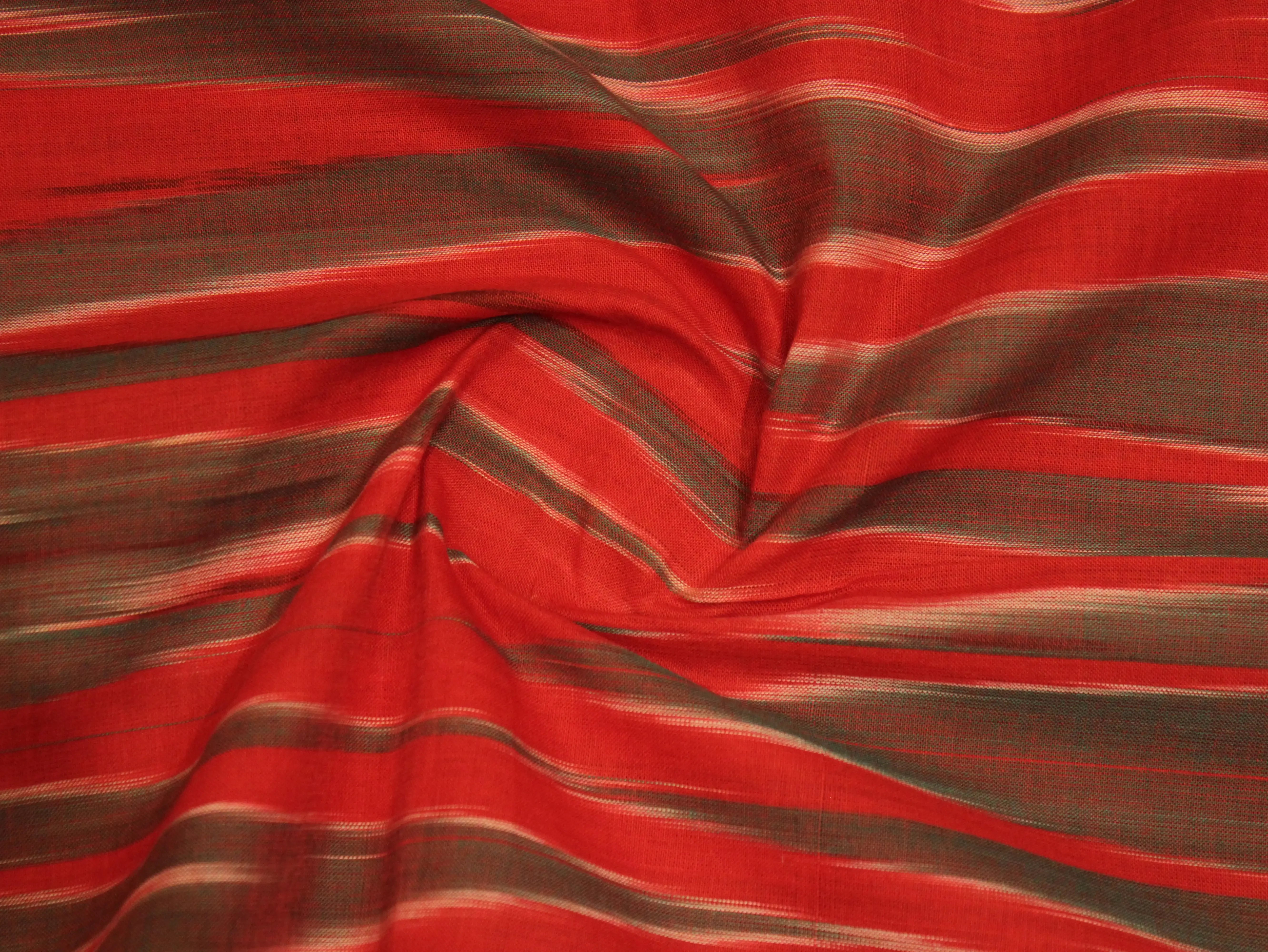 Mfoks : Handloom Pure Cotton Woven Fabric -Blood Red - M'Foks
