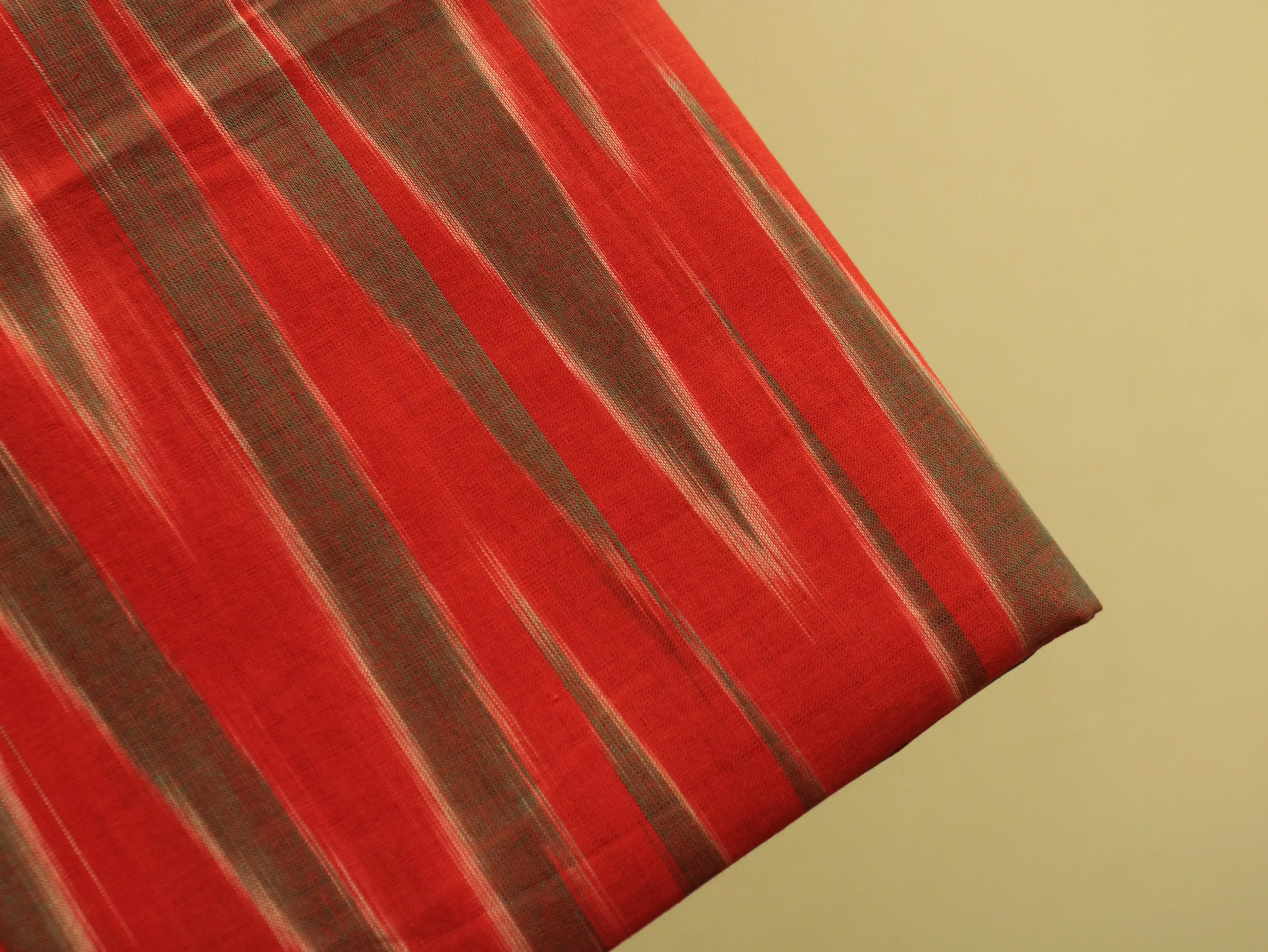 Mfoks : Handloom Pure Cotton Woven Fabric -Blood Red - M'Foks