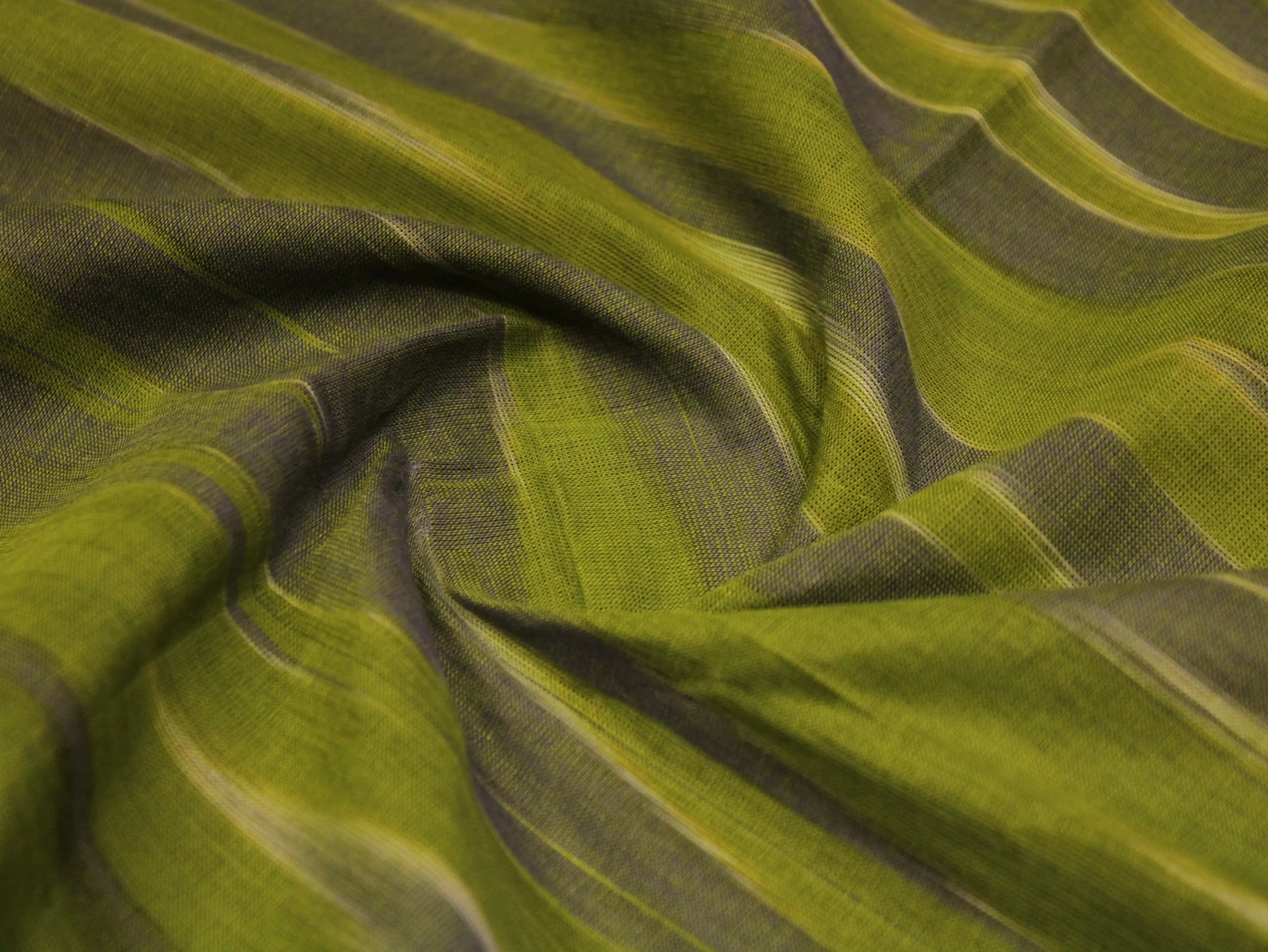 Mfoks : Handloom Pure Cotton Woven Fabric -Mehendi - M'Foks