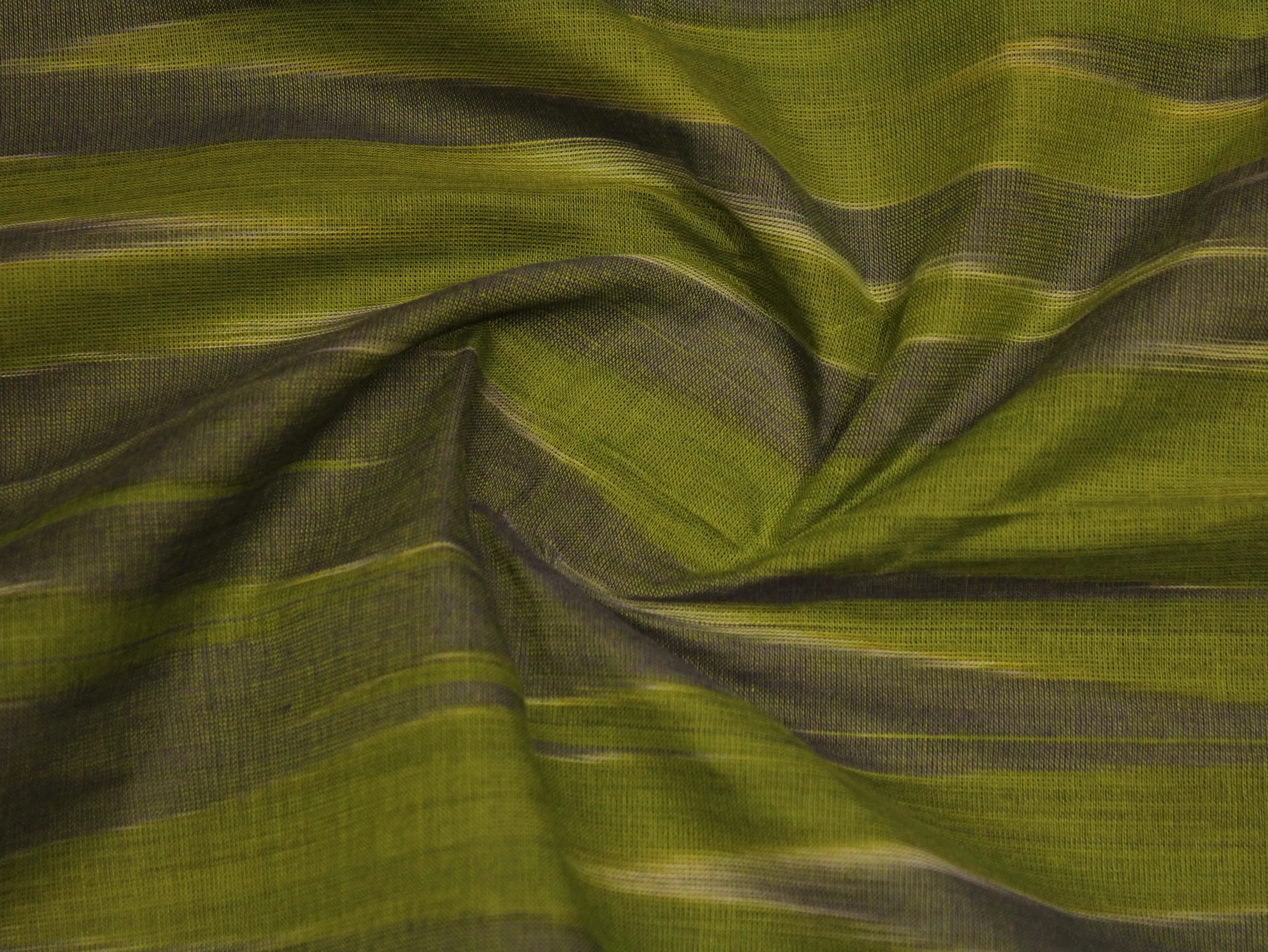 Mfoks : Handloom Pure Cotton Woven Fabric -Mehendi - M'Foks