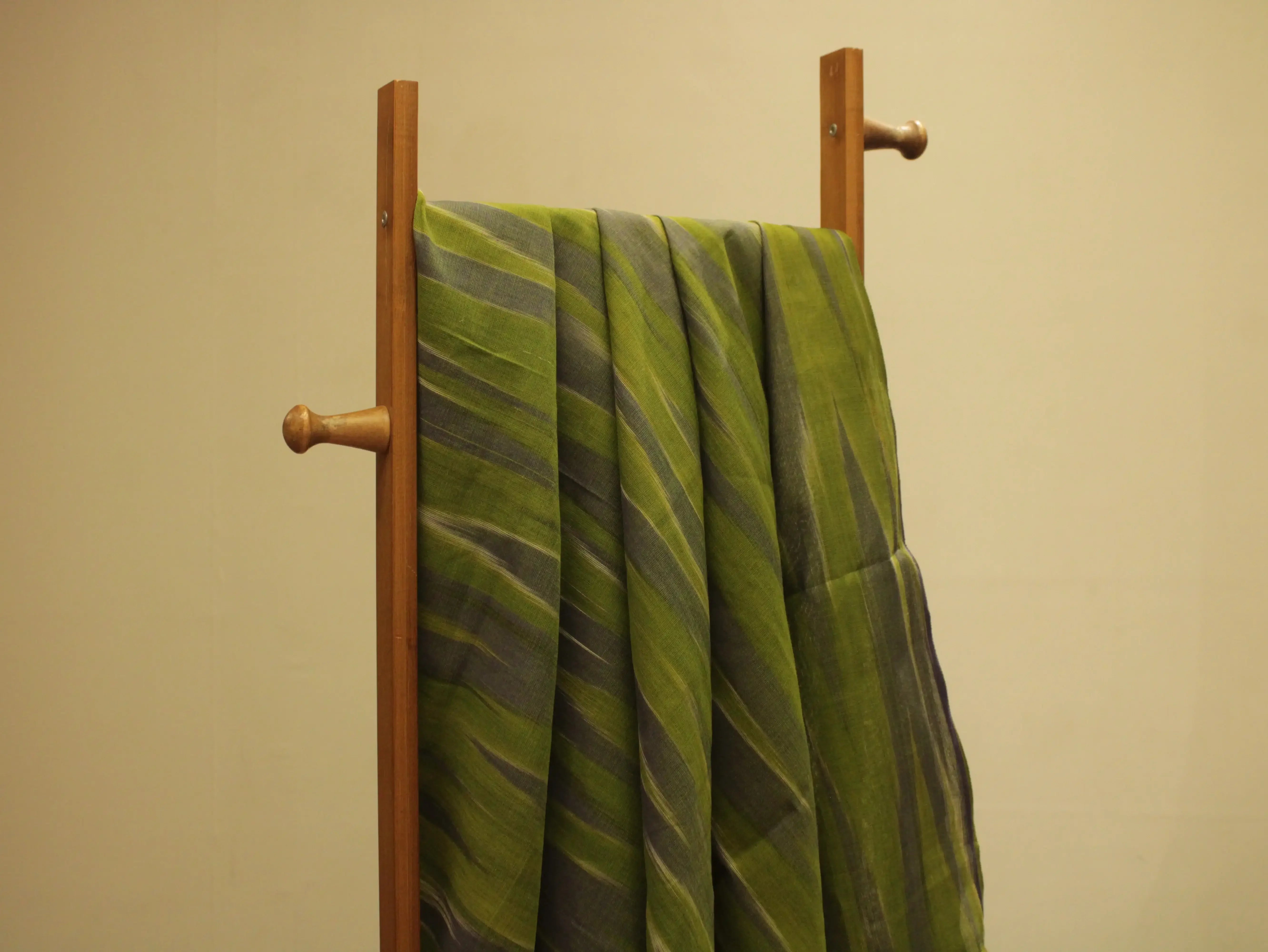 Mfoks : Handloom Pure Cotton Woven Fabric -Mehendi - M'Foks