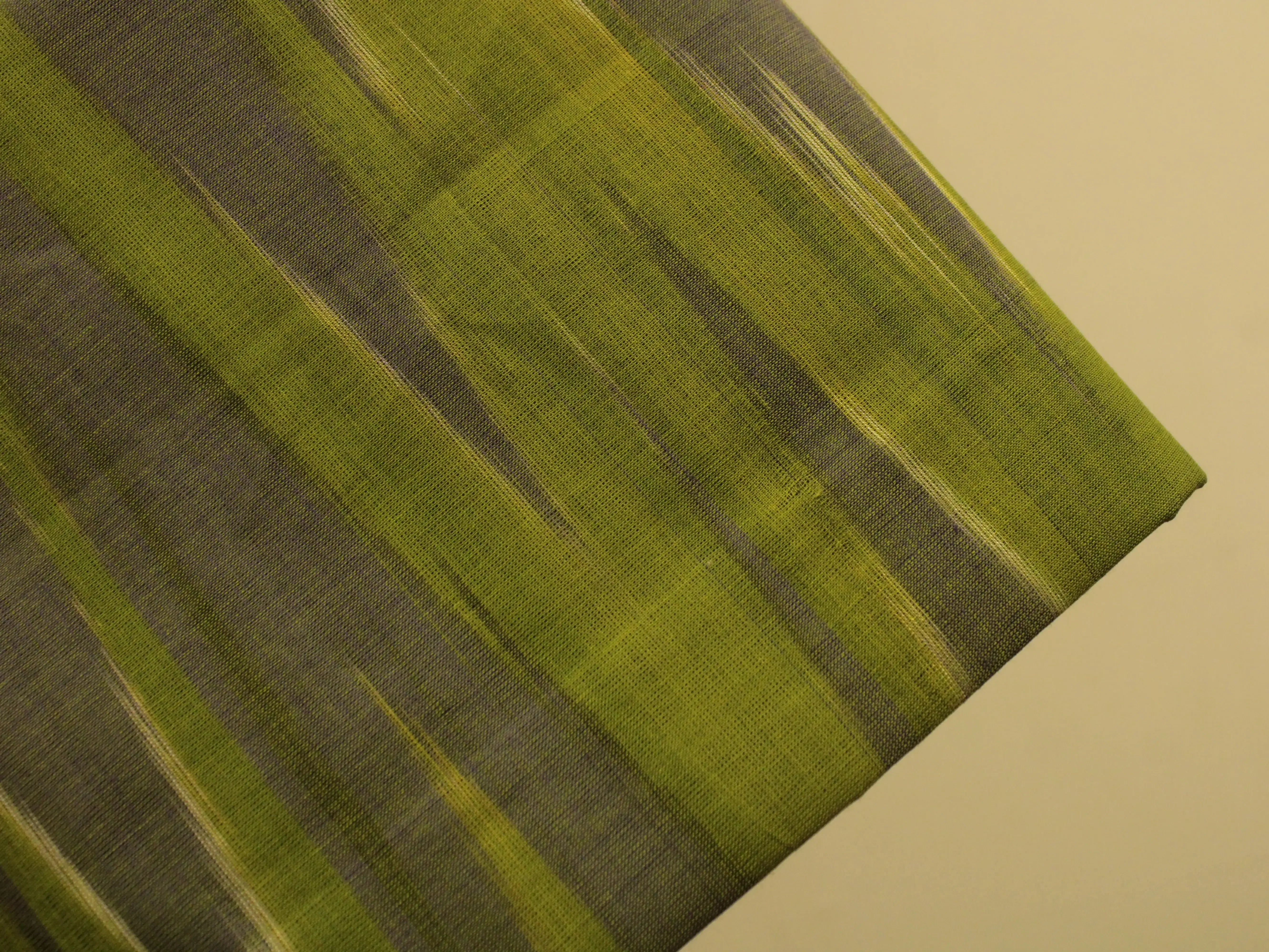 Mfoks : Handloom Pure Cotton Woven Fabric -Mehendi - M'Foks