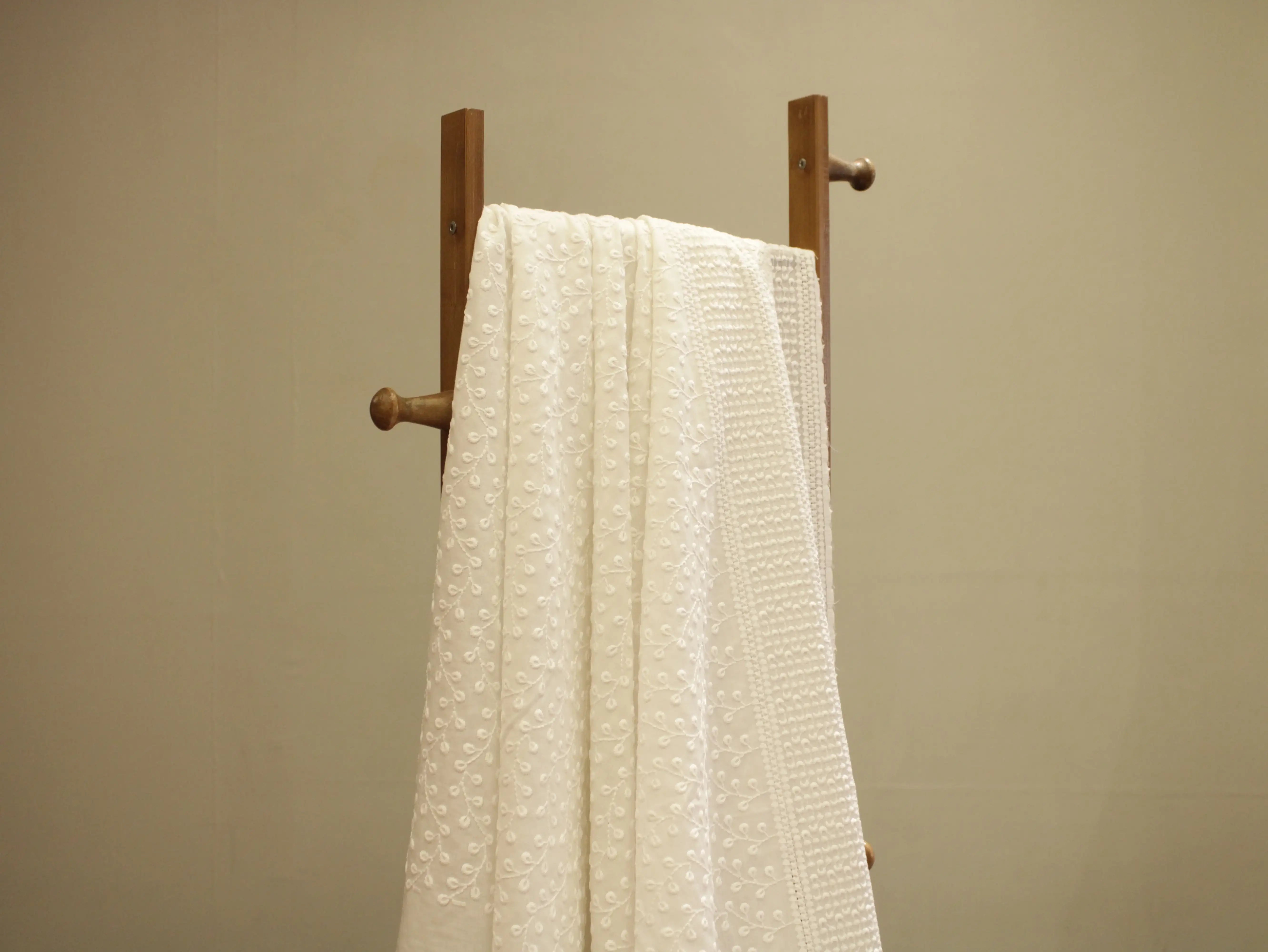 Cotton White Border Embroidery Fabric