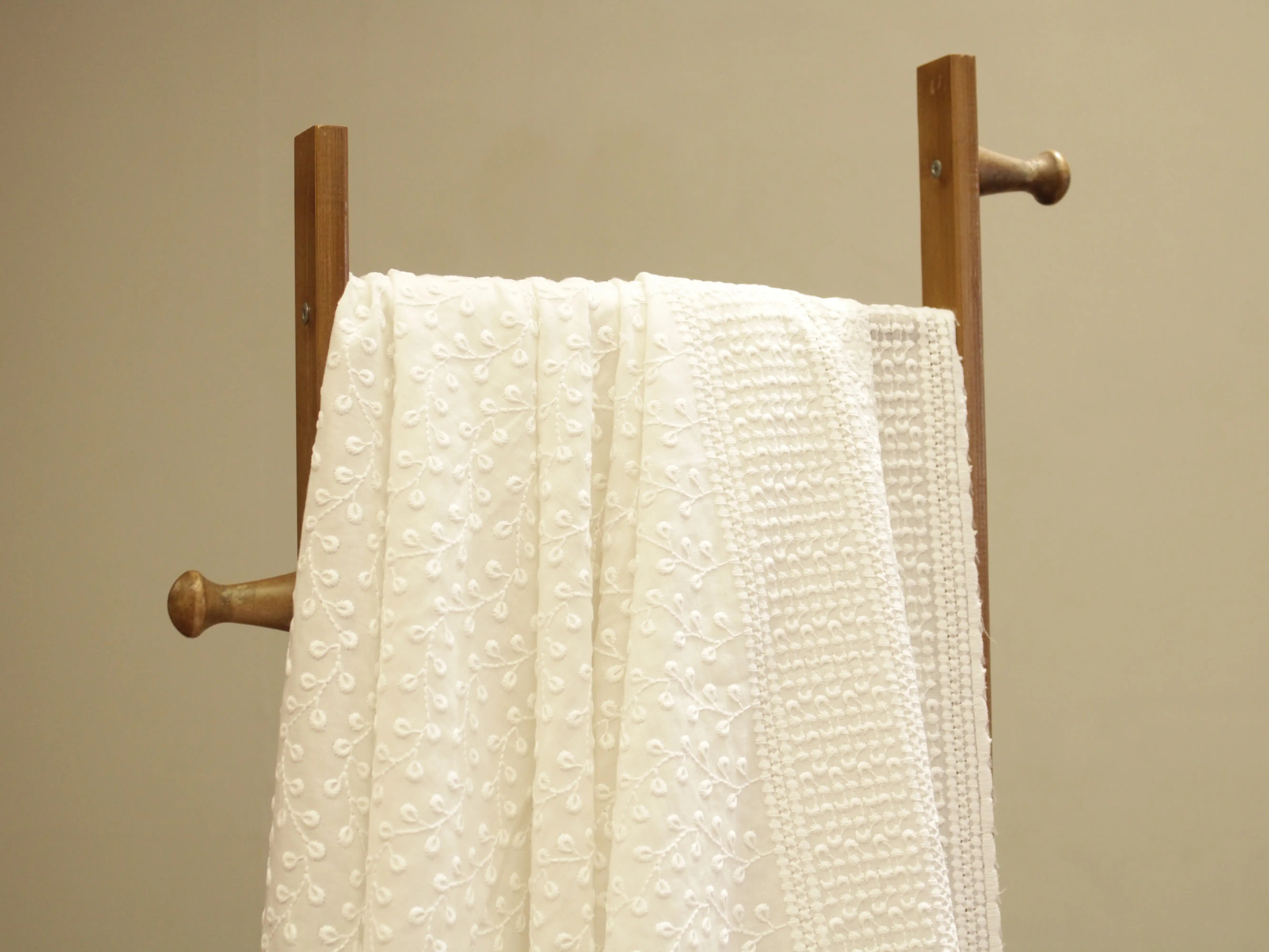 Cotton White Border Embroidery Fabric
