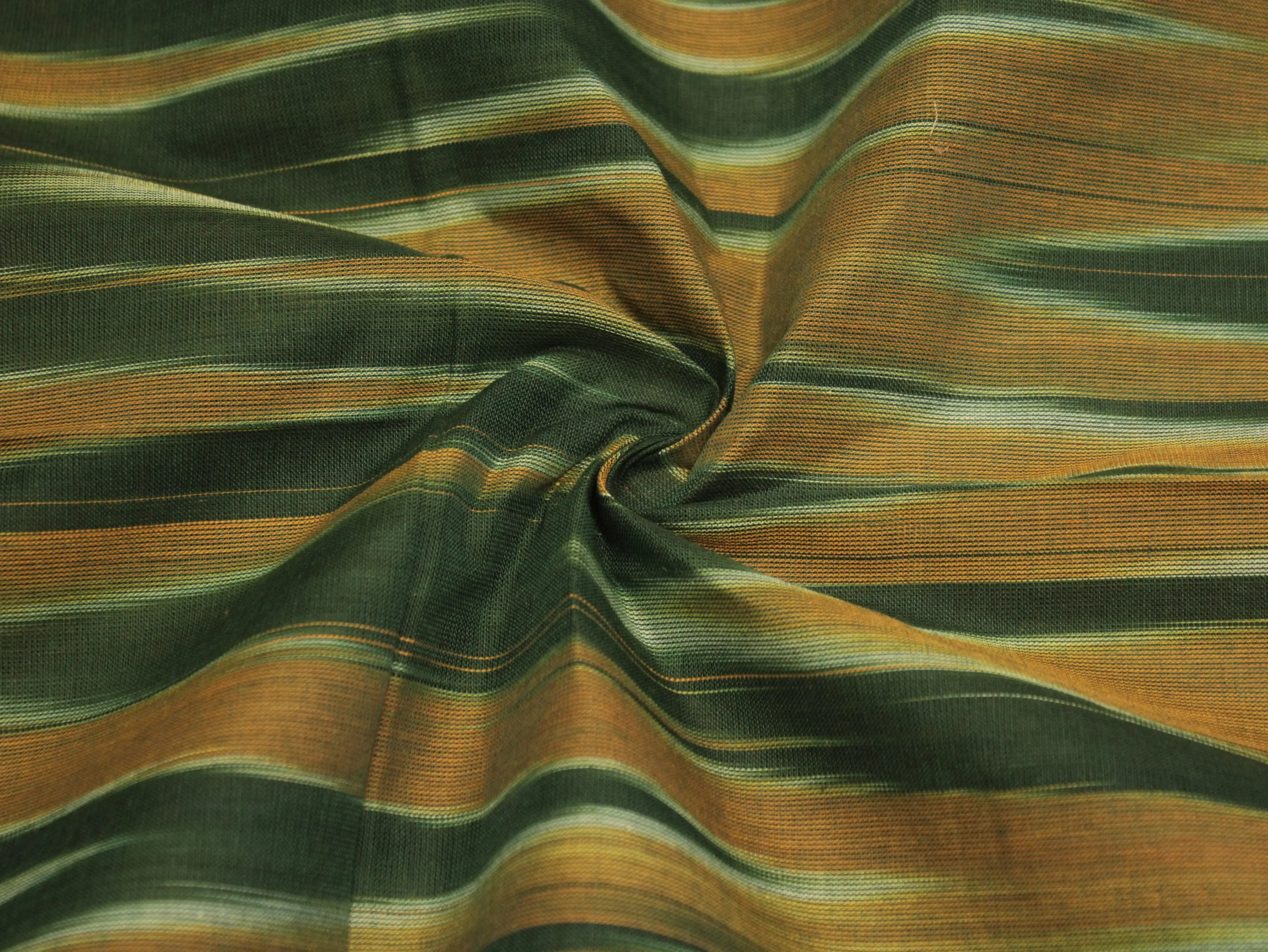 Mfoks : Handloom Pure Cotton Woven Fabric - Green - M'Foks