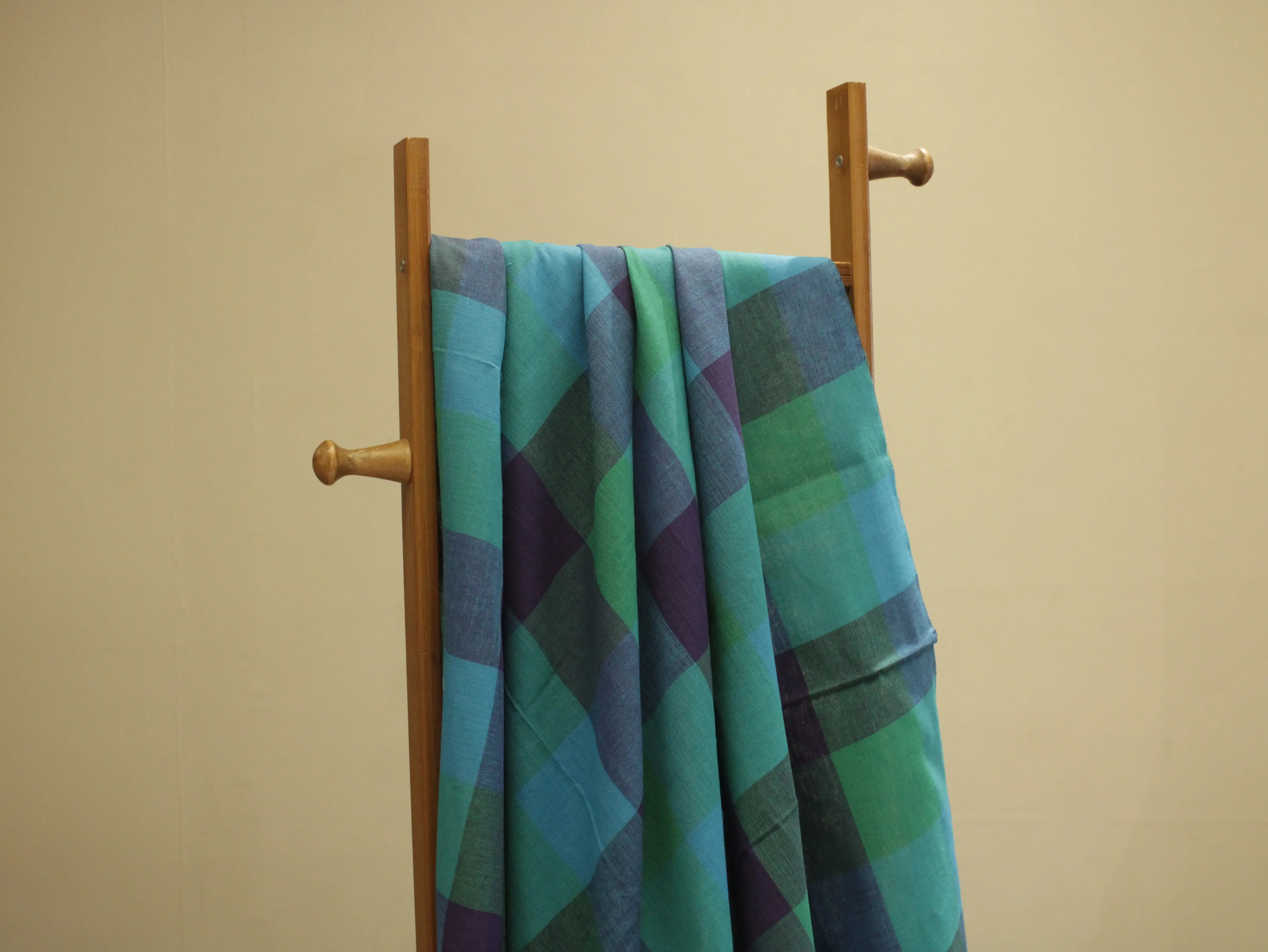 Big Multi Checked Handloom Pure Cotton Woven Fabric