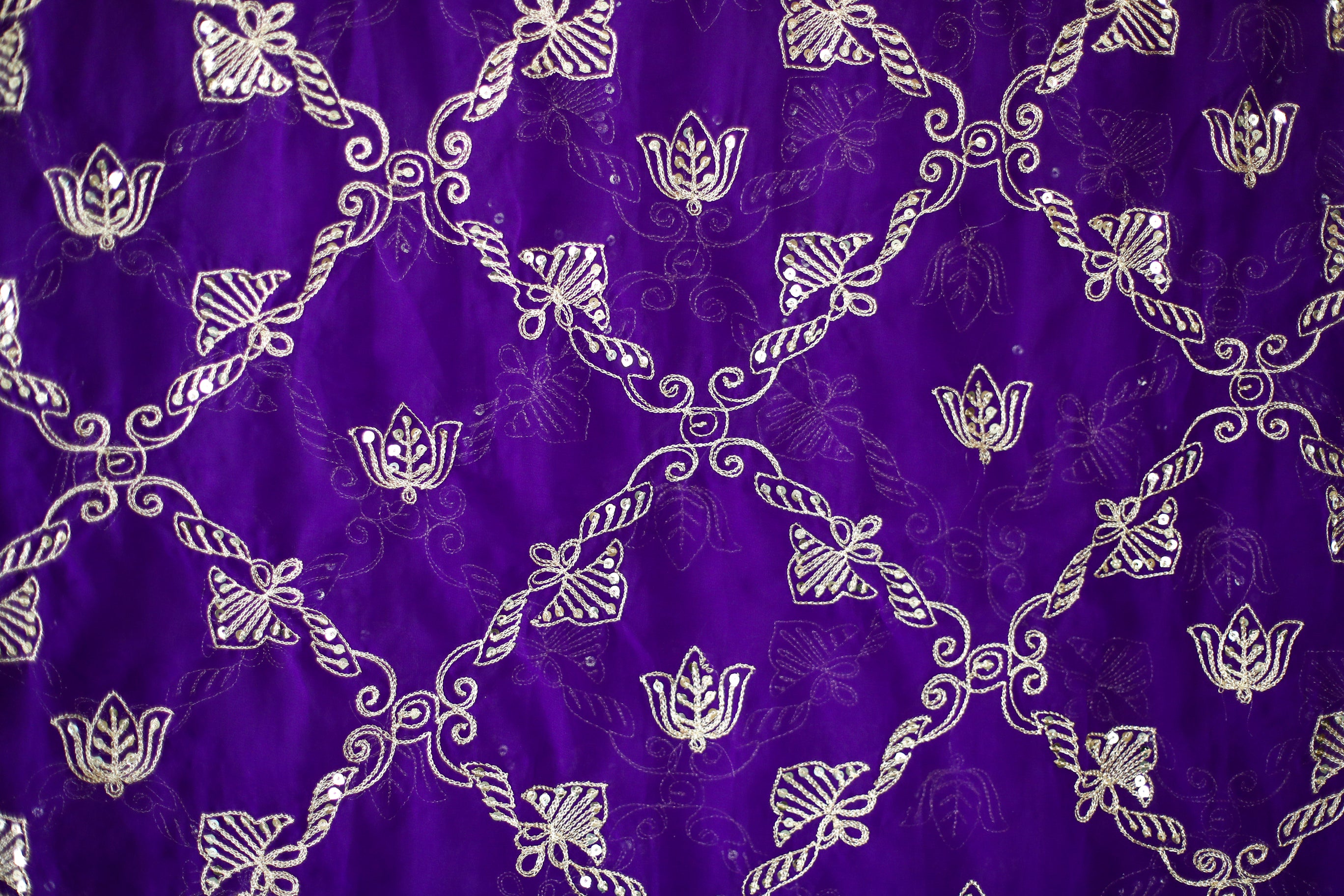 Fox Georgette Vintage Zari Work Dupatta - Purple