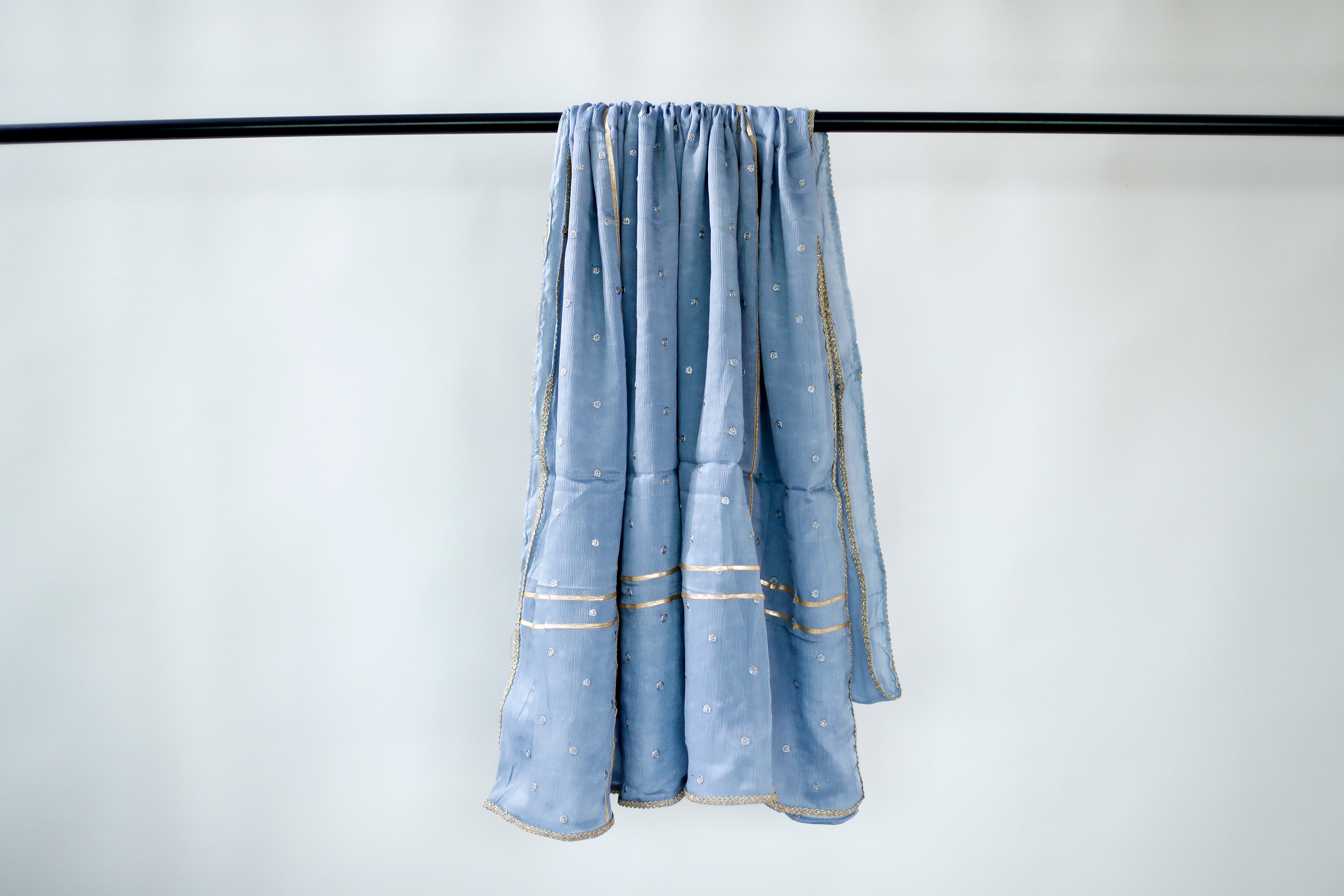 Chinon Minimal Buti Traditional Dupatta - Grey - M'Foks