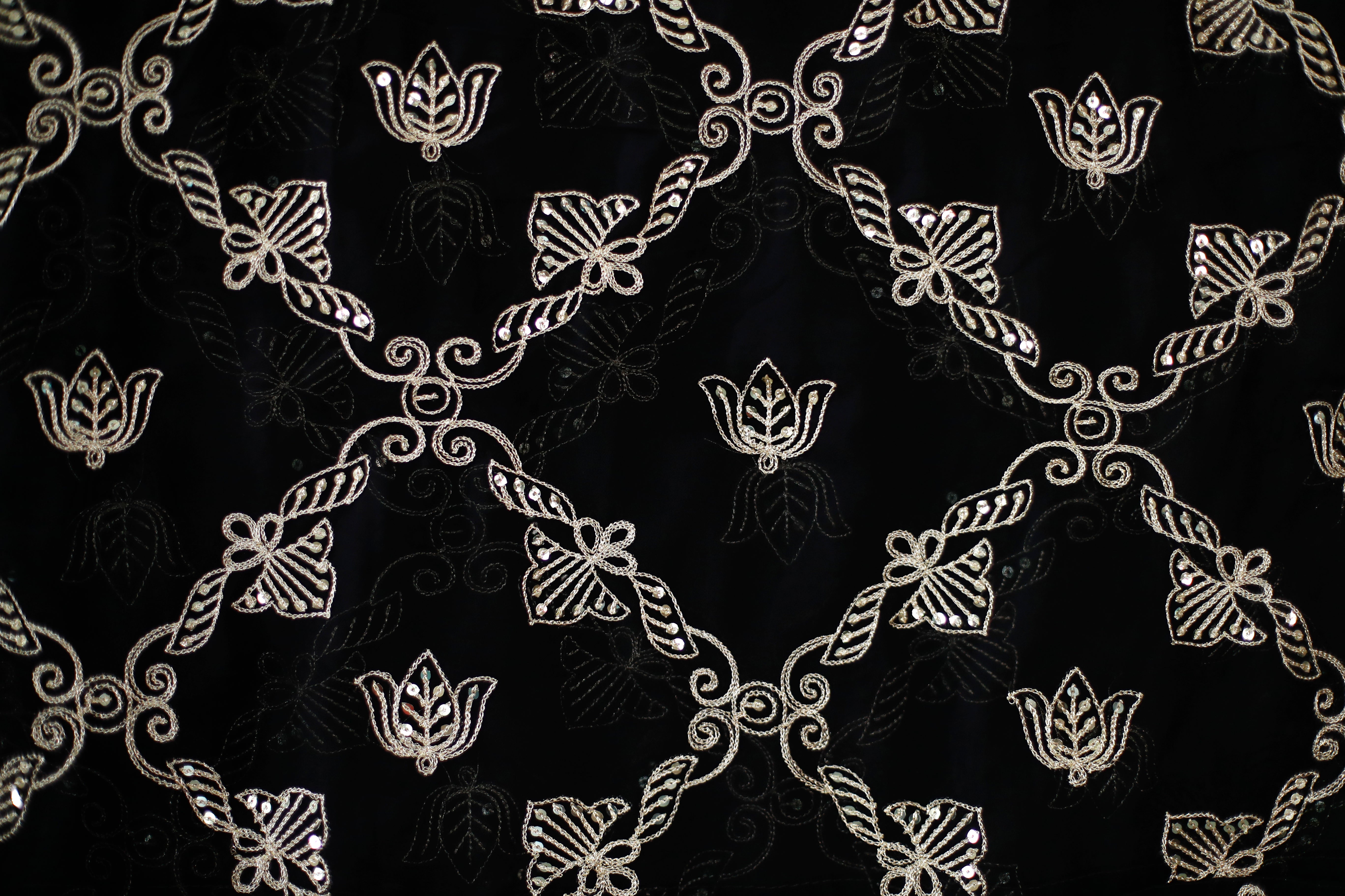 Fox Georgette Vintage Zari Work Dupatta - Black