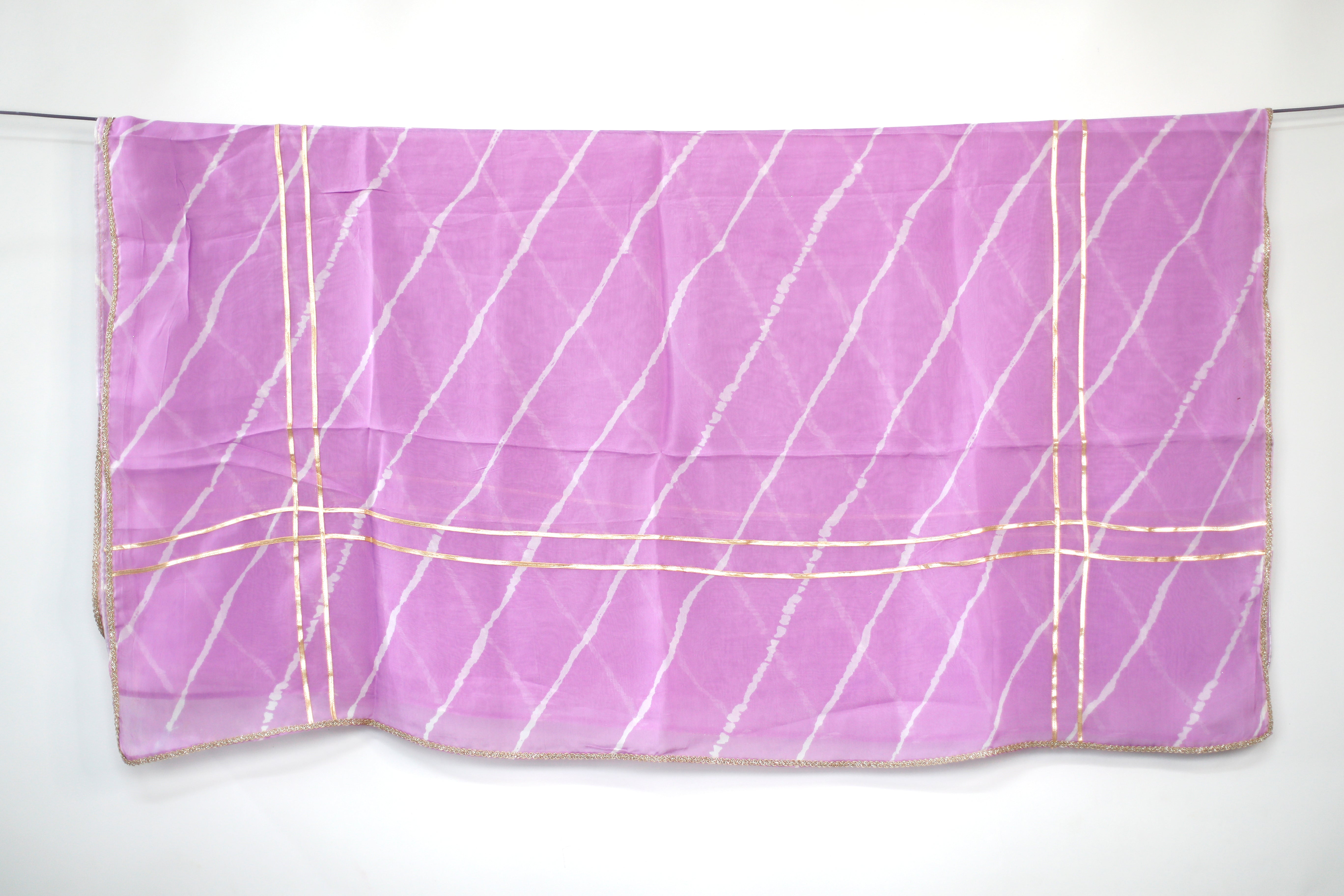 Viscose Organza Traditional Dupatta - Lavender - M'Foks