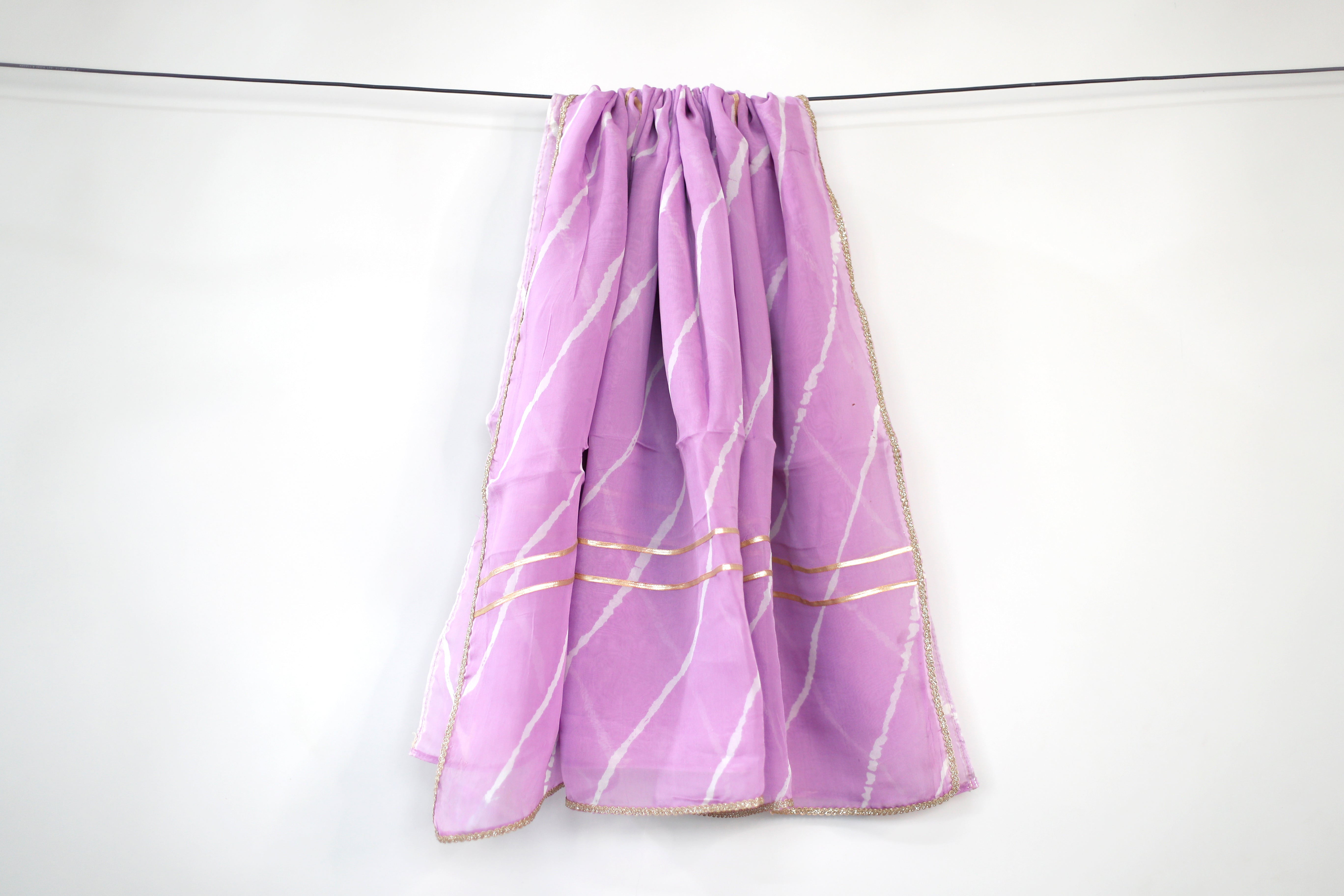 Viscose Organza Traditional Dupatta - Lavender - M'Foks