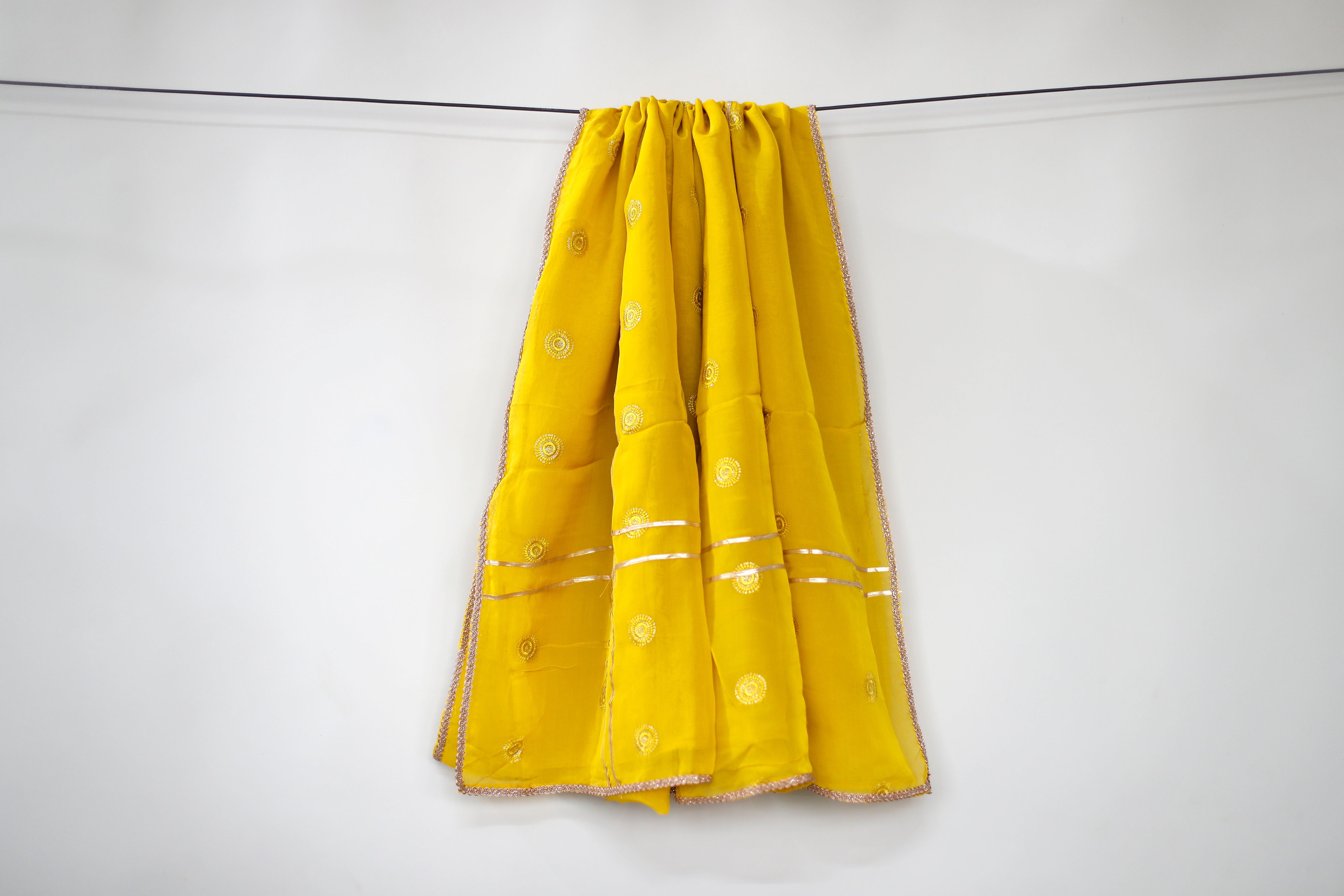 Chinon Minimal Buti Traditional Dupatta - Lime Yellow - M'Foks