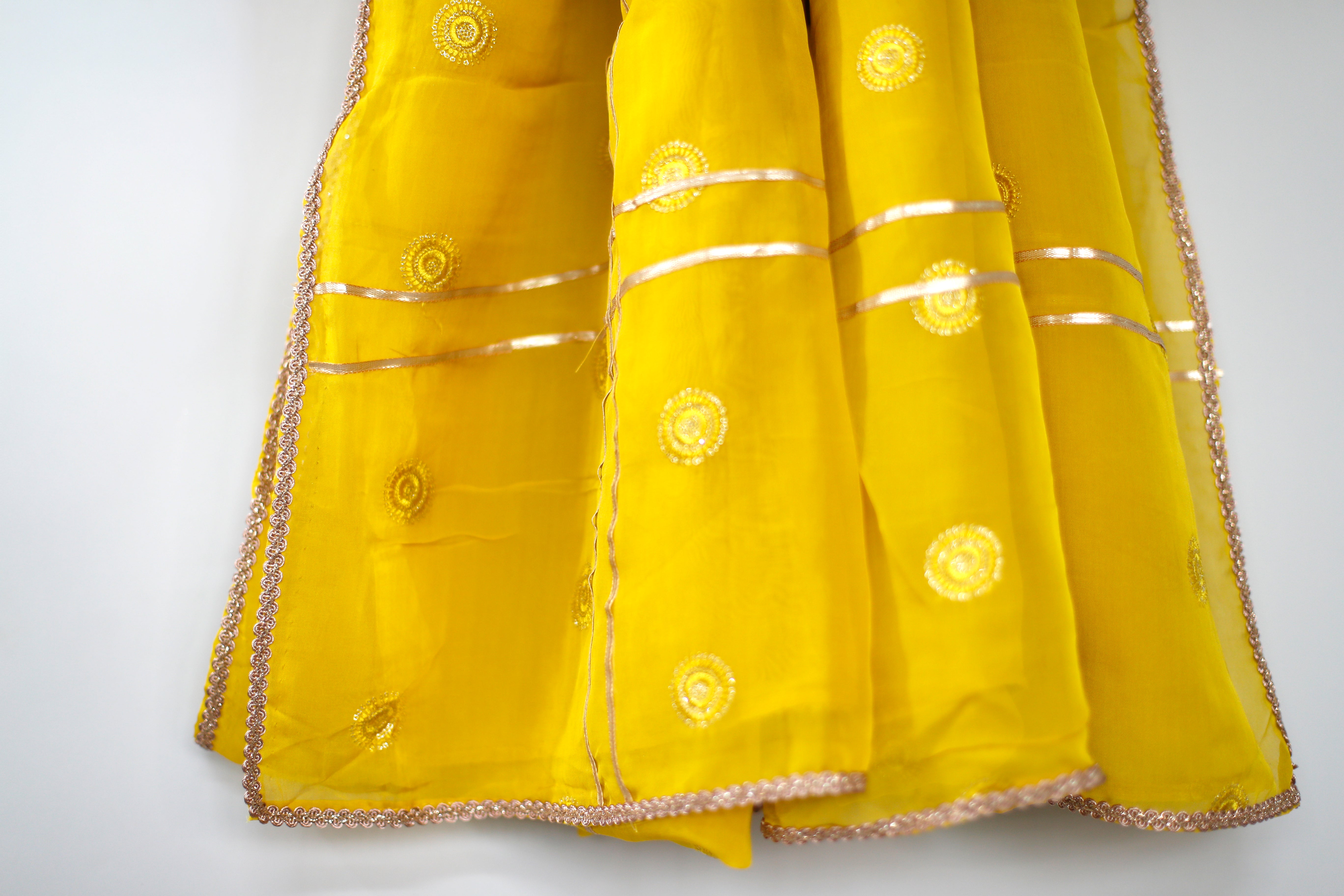Chinon Minimal Buti Traditional Dupatta - Lime Yellow - M'Foks