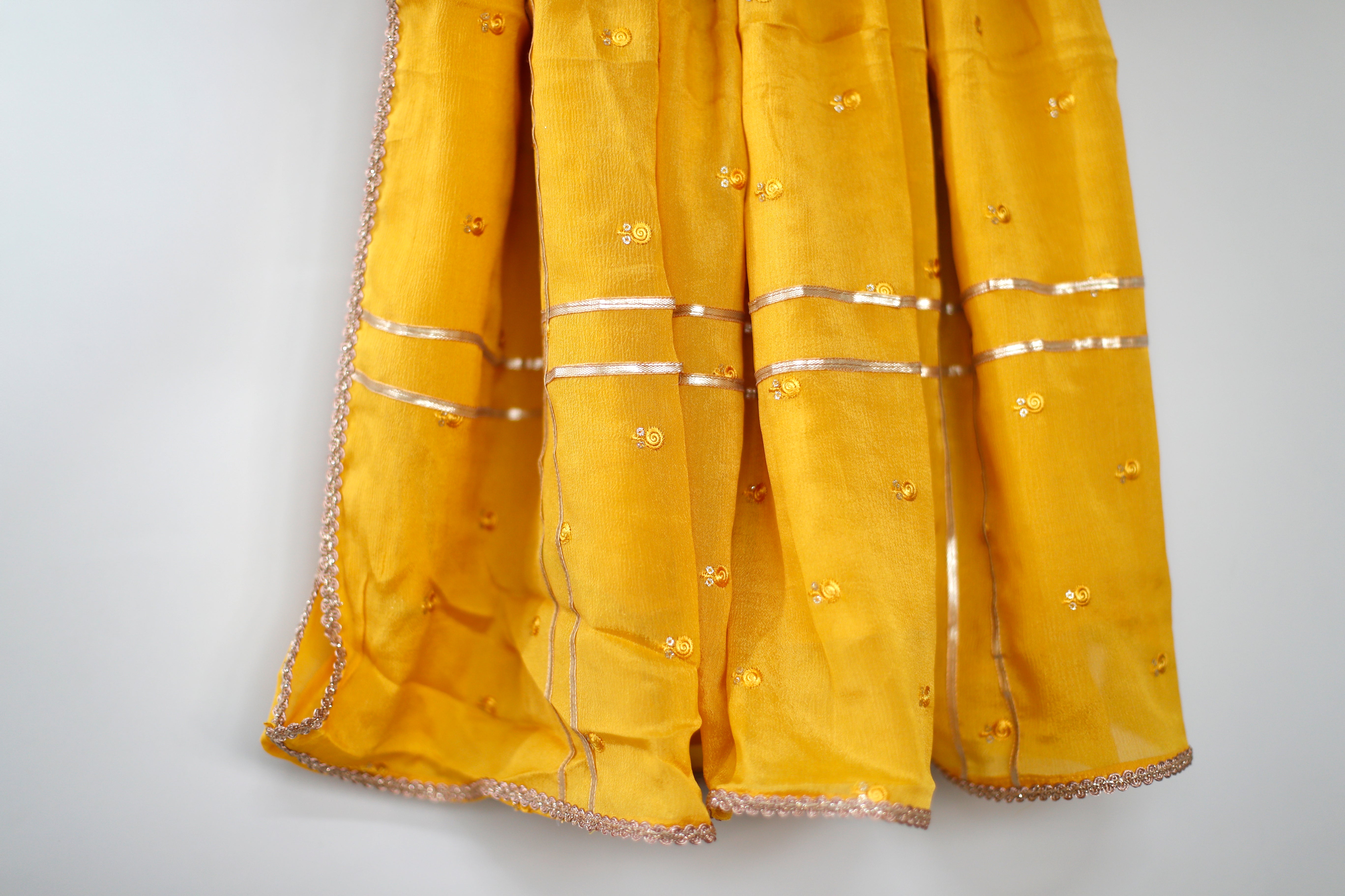 Chinon Minimal Buti Traditional Dupatta - Mustard - M'Foks