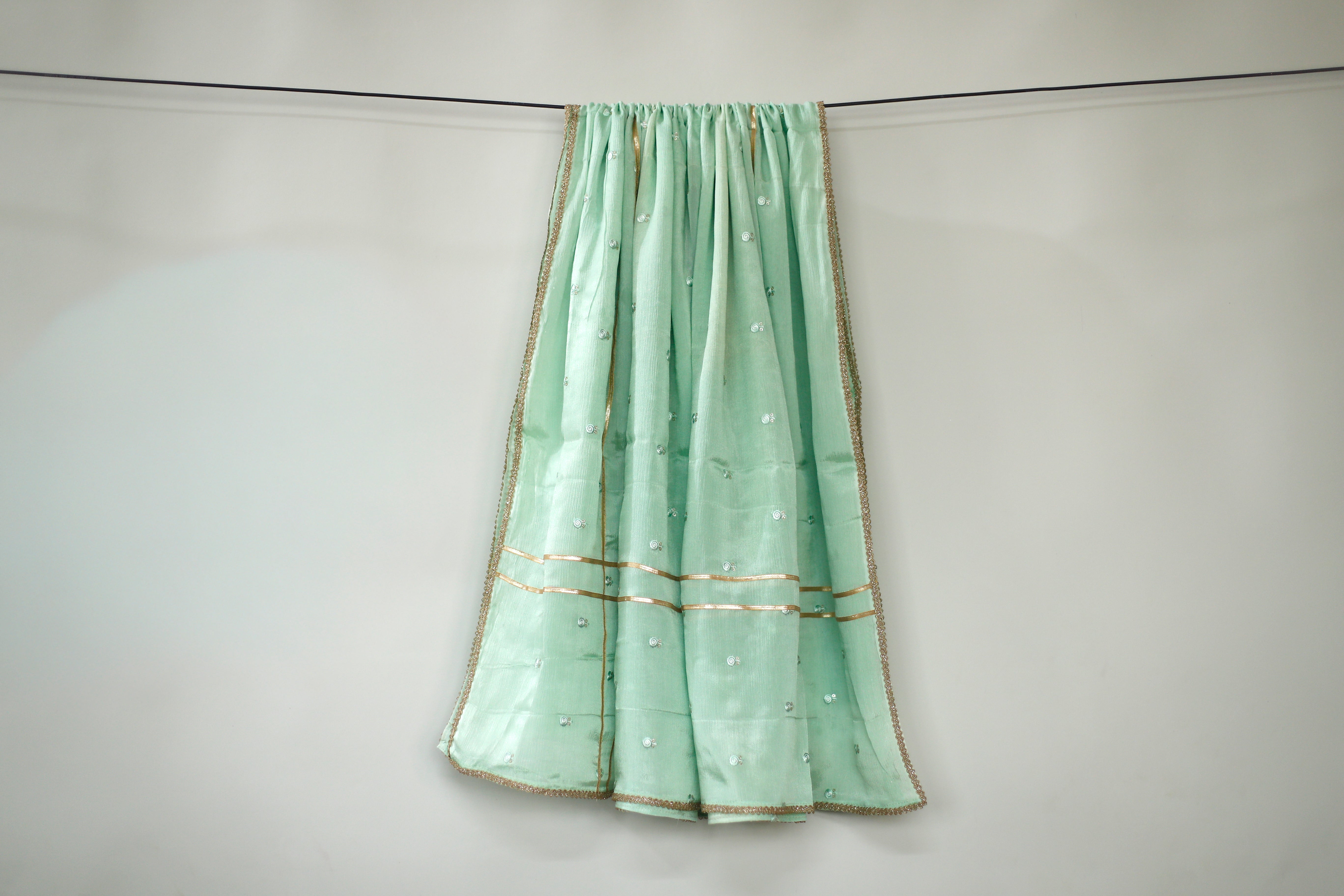 Chinon Minimal Buti Traditional Dupatta - Sea Green - M'Foks
