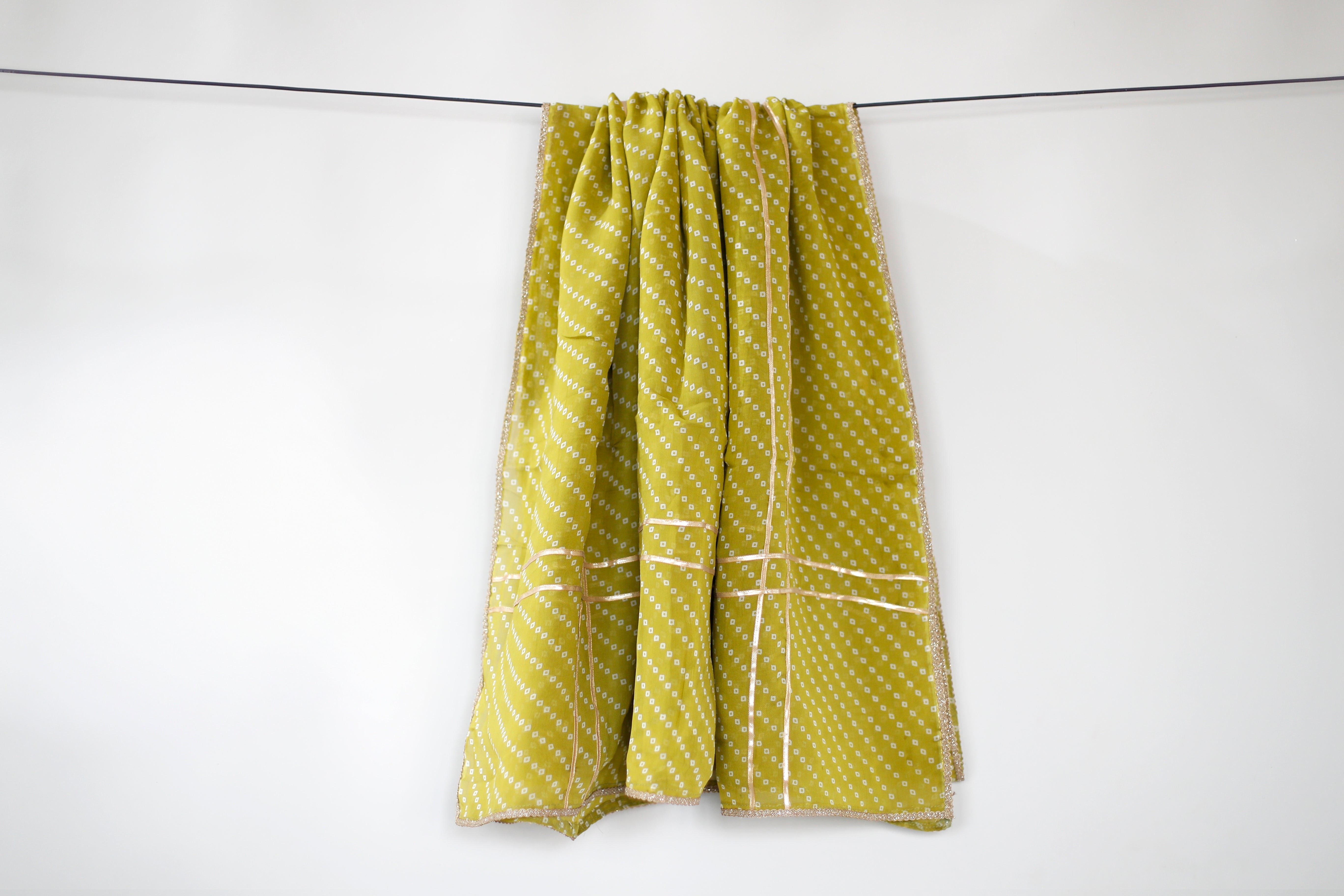 Viscose Organza Traditional Dupatta - Mehendi Green - M'Foks