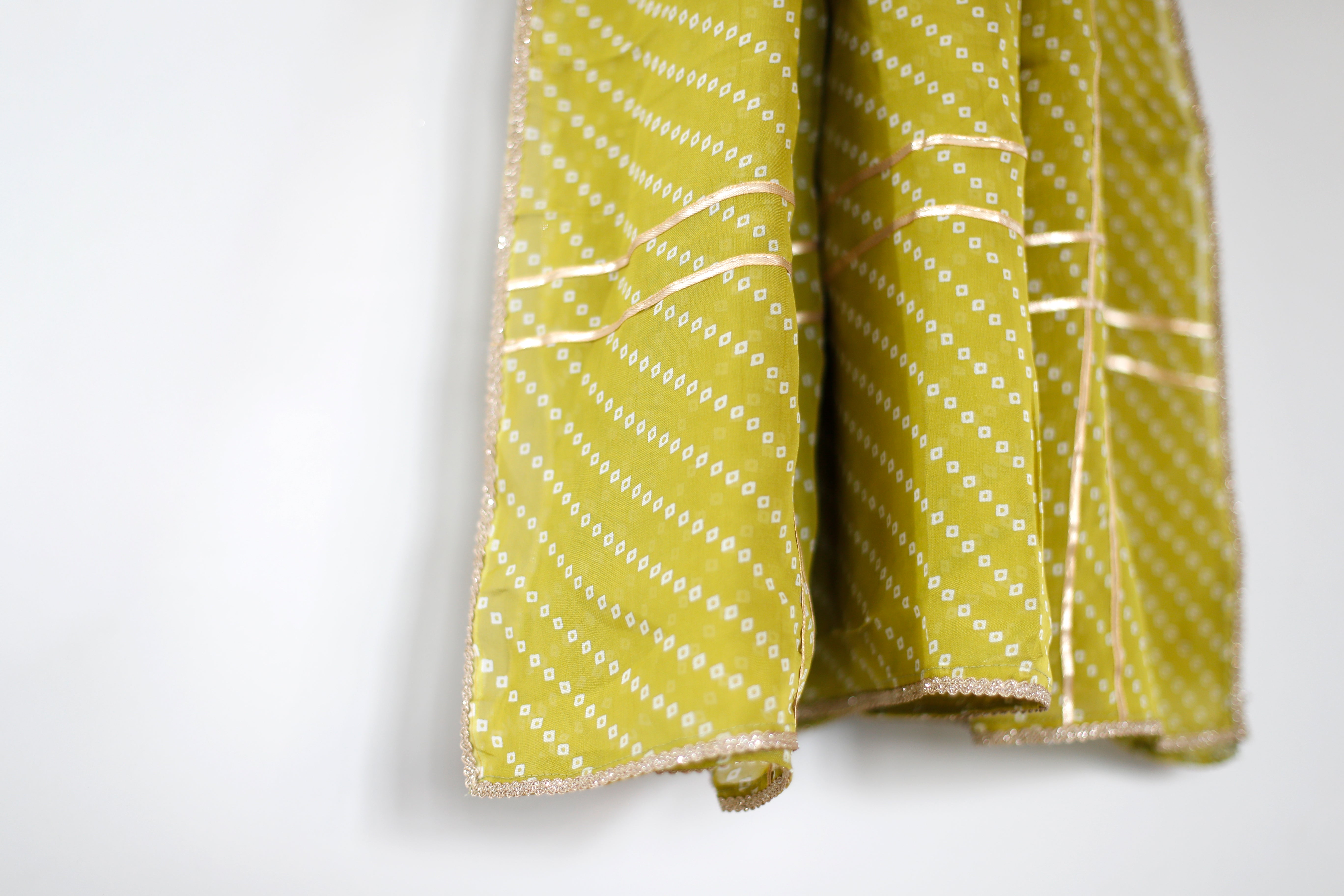 Viscose Organza Traditional Dupatta - Mehendi Green - M'Foks