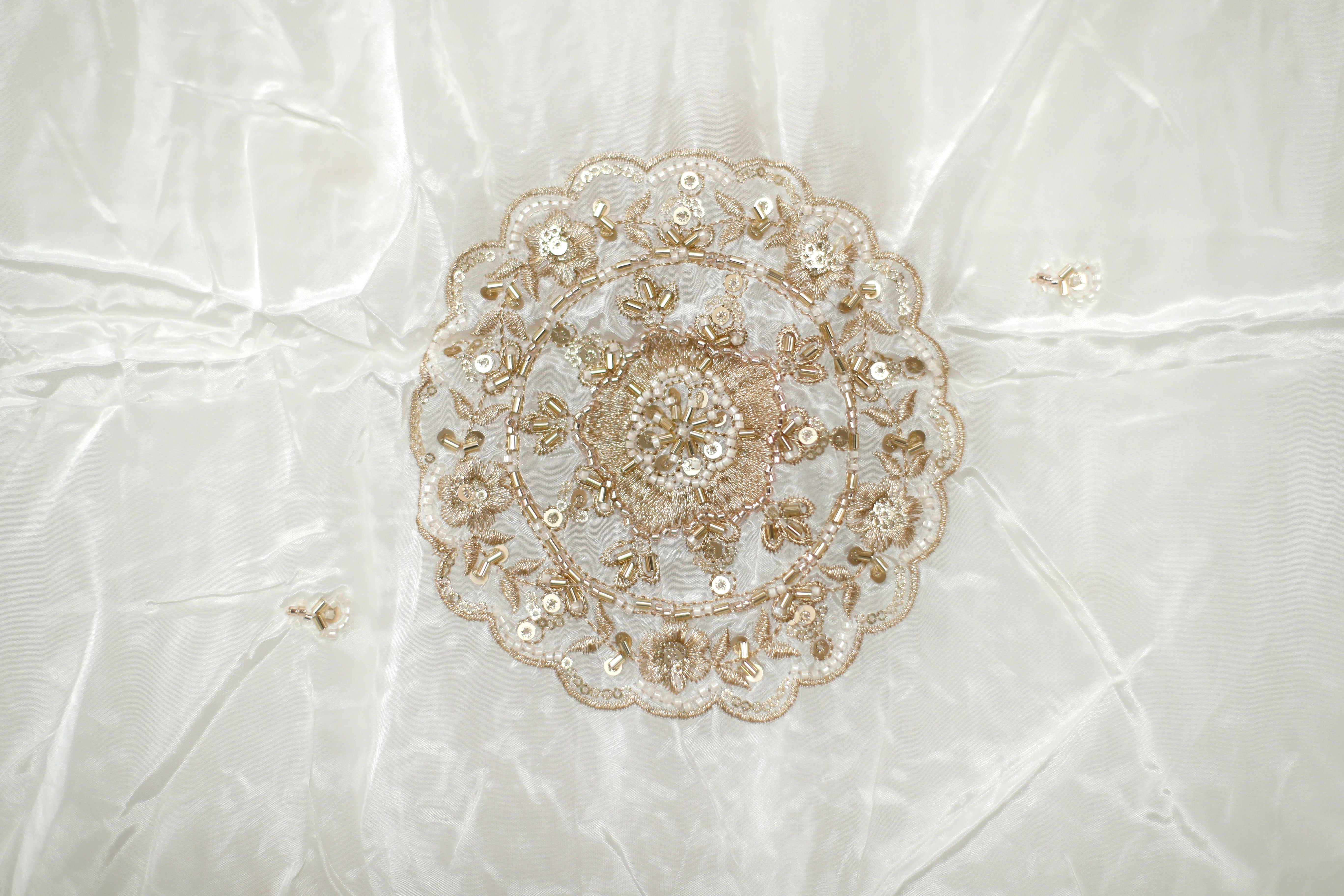 Natural Crepe Handwork Work Dupatta - White Dyeable