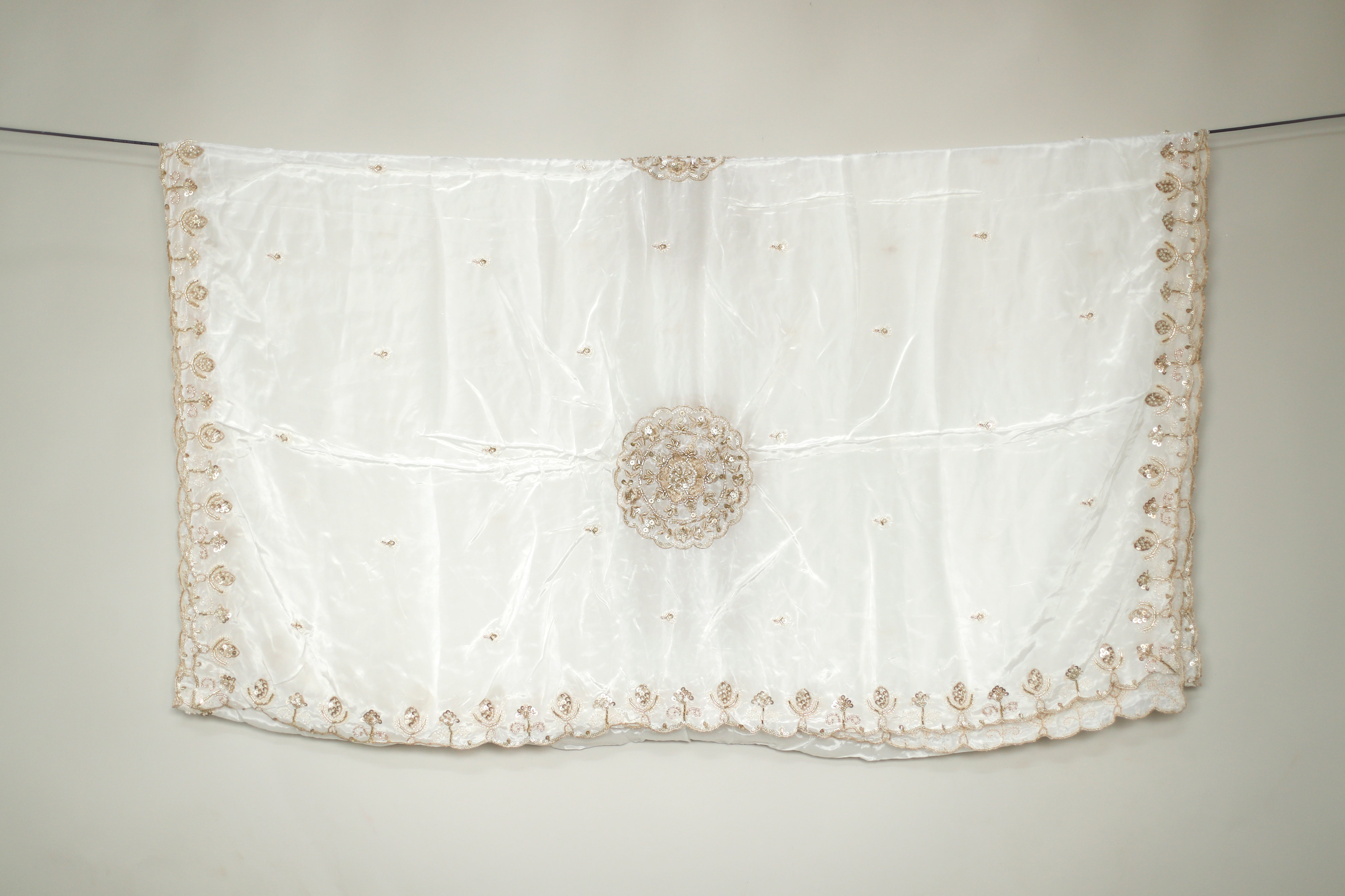 Natural Crepe Handwork Work Dupatta - White Dyeable