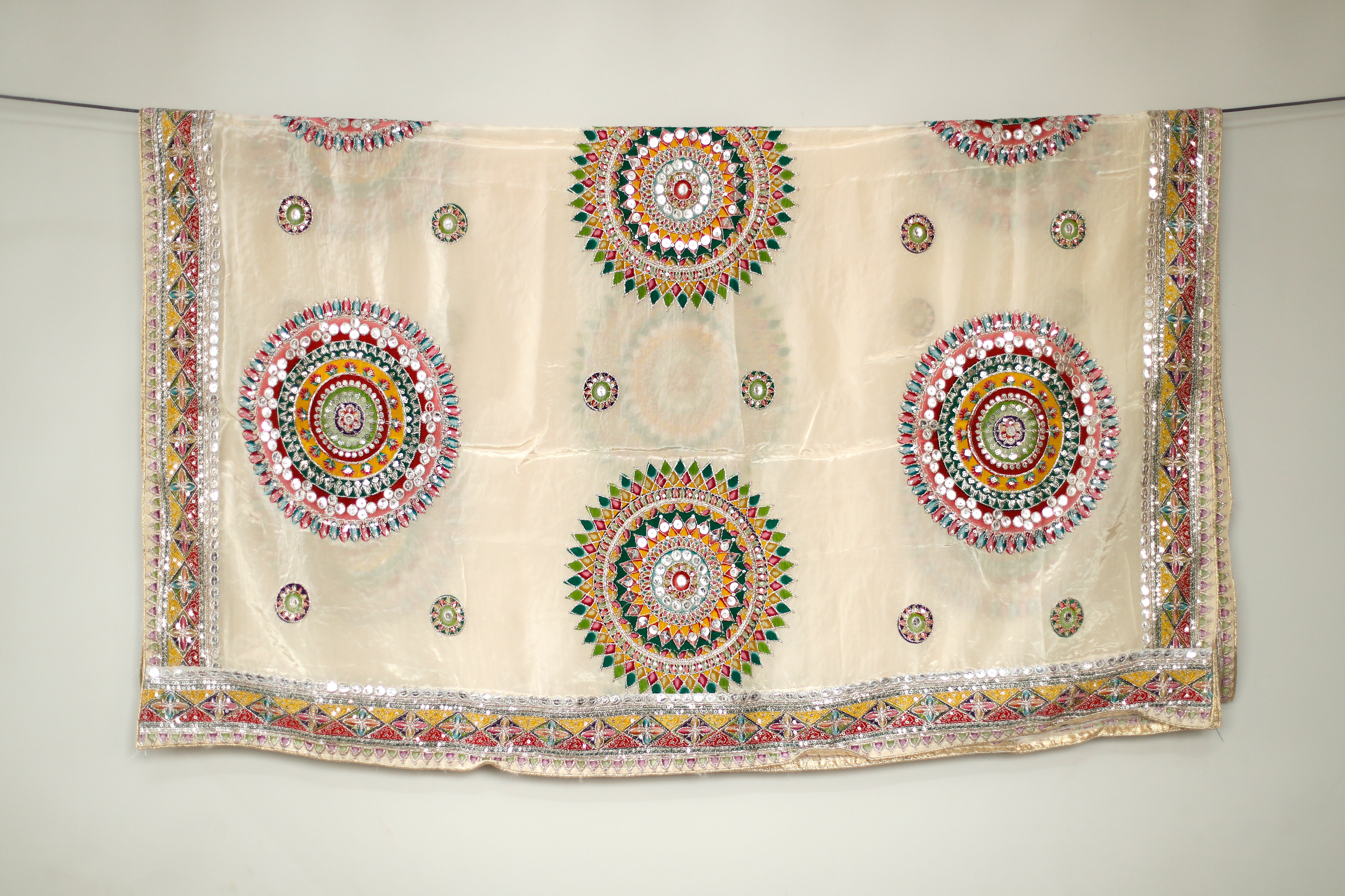 Natural Crepe Multi Color Position Work Dupatta