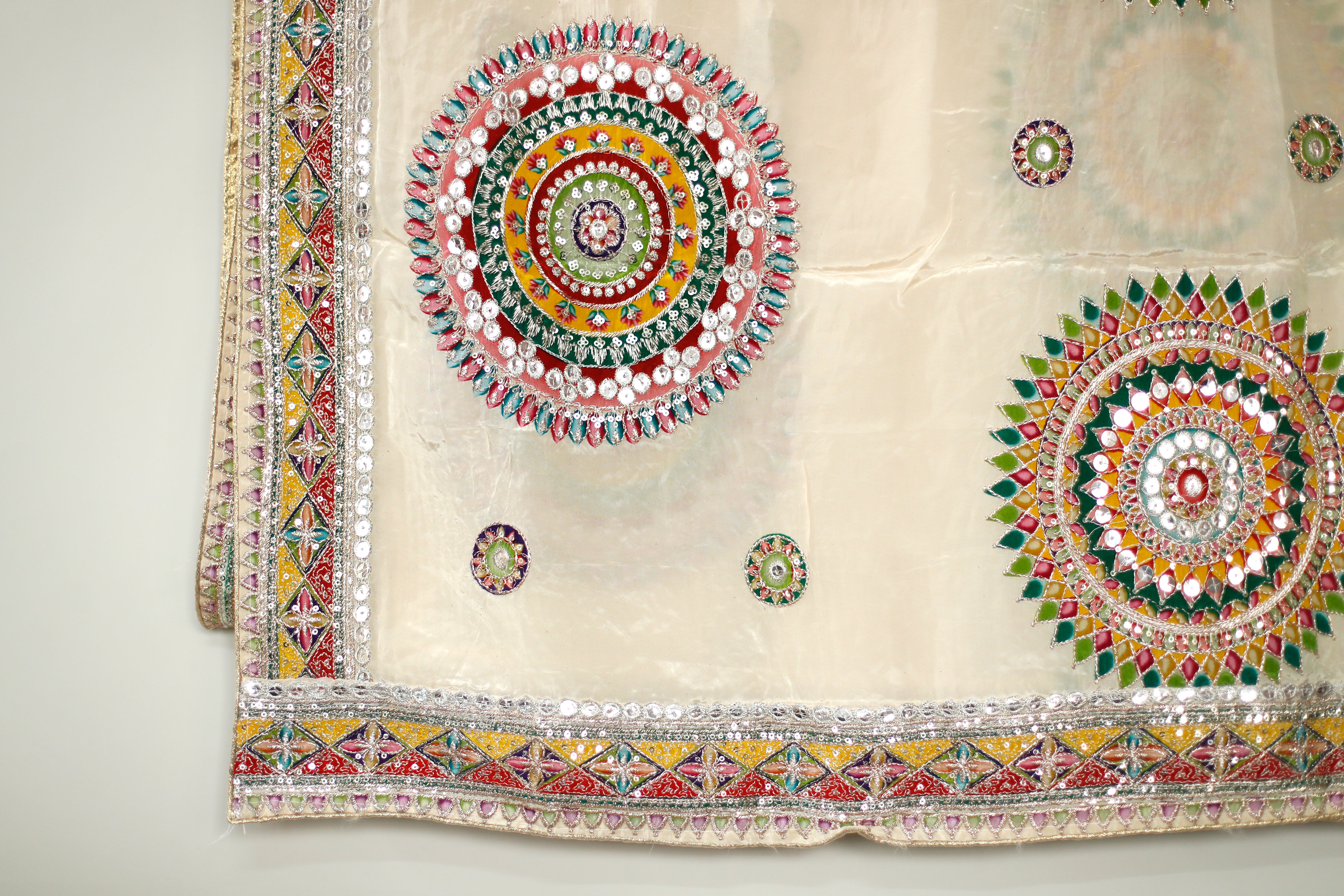 Natural Crepe Multi Color Position Work Dupatta